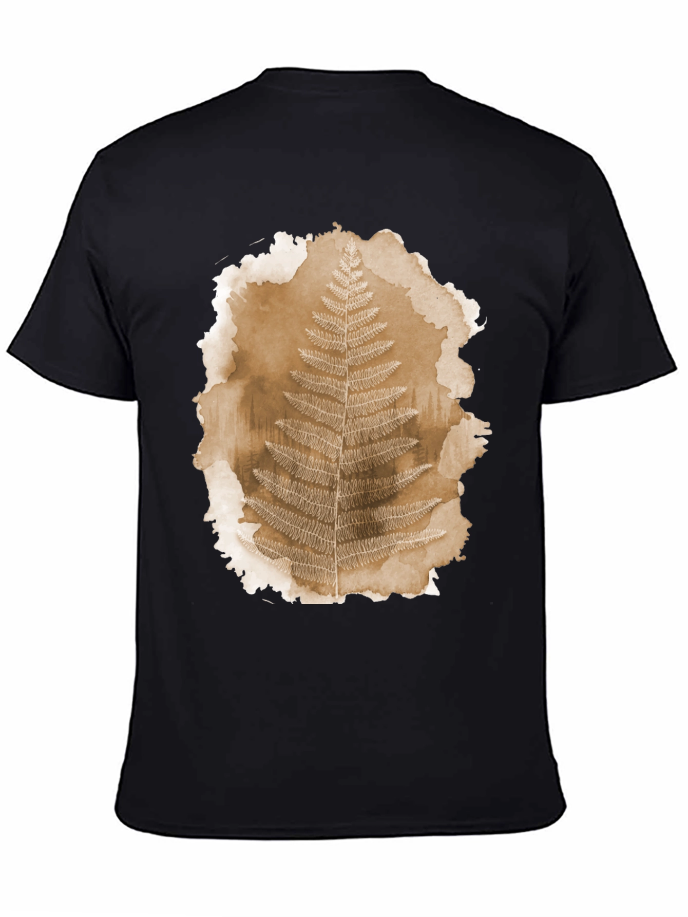 Fern Print Black T-Shirt - Nature Inspired Graphic Tee