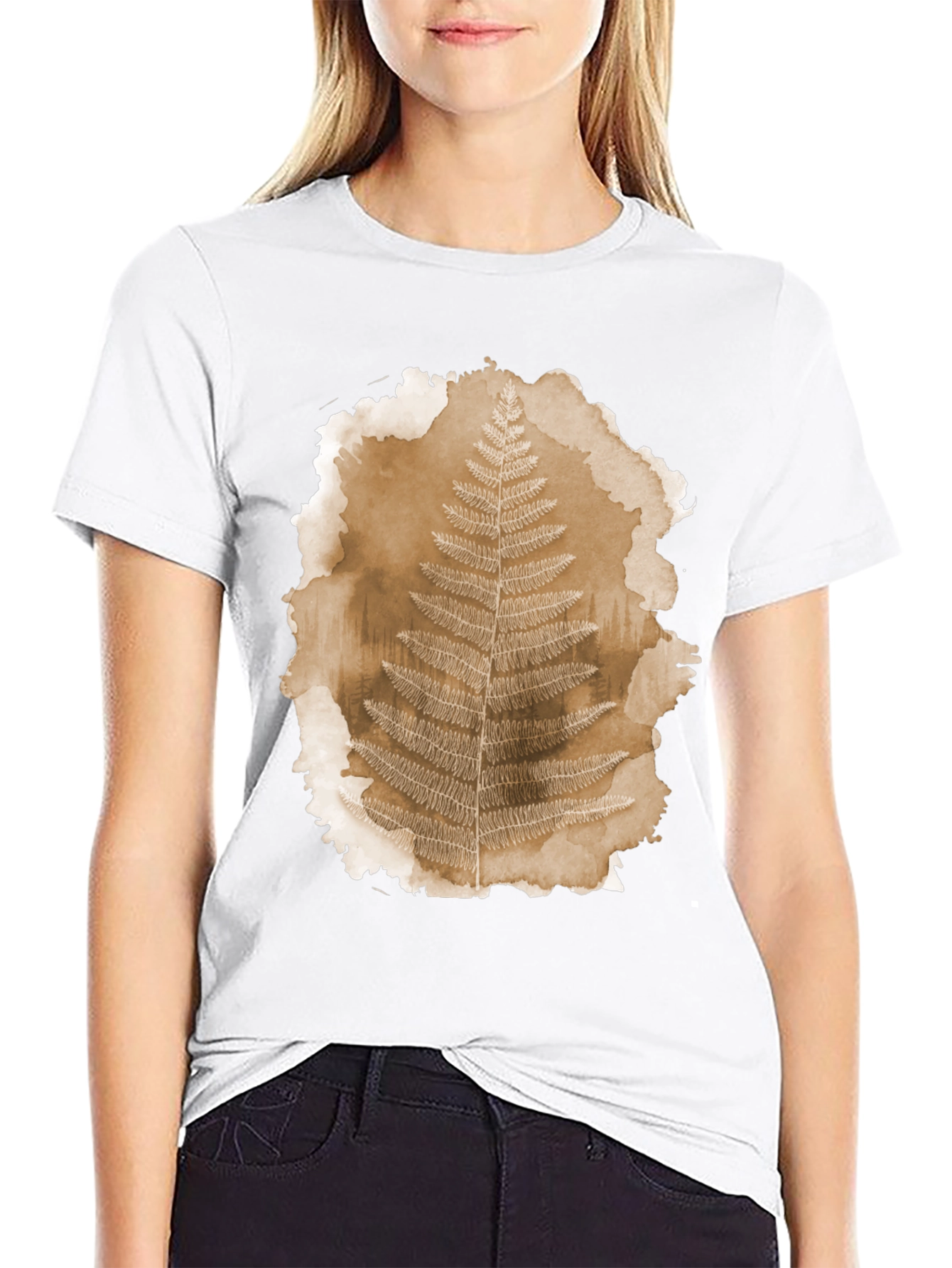Fern Print Black T-Shirt - Nature Inspired Graphic Tee