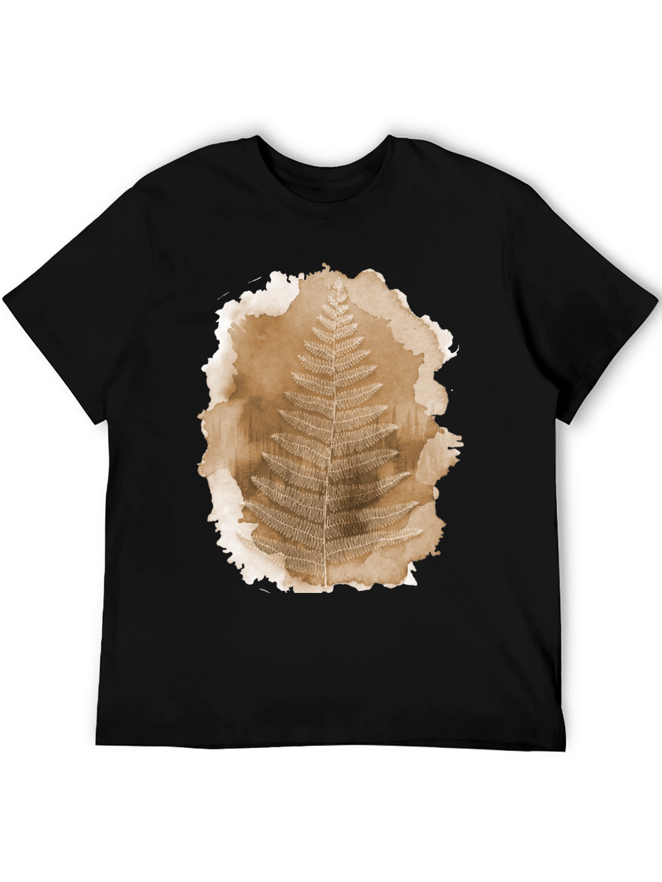 Fern Print Black T-Shirt - Nature Inspired Graphic Tee