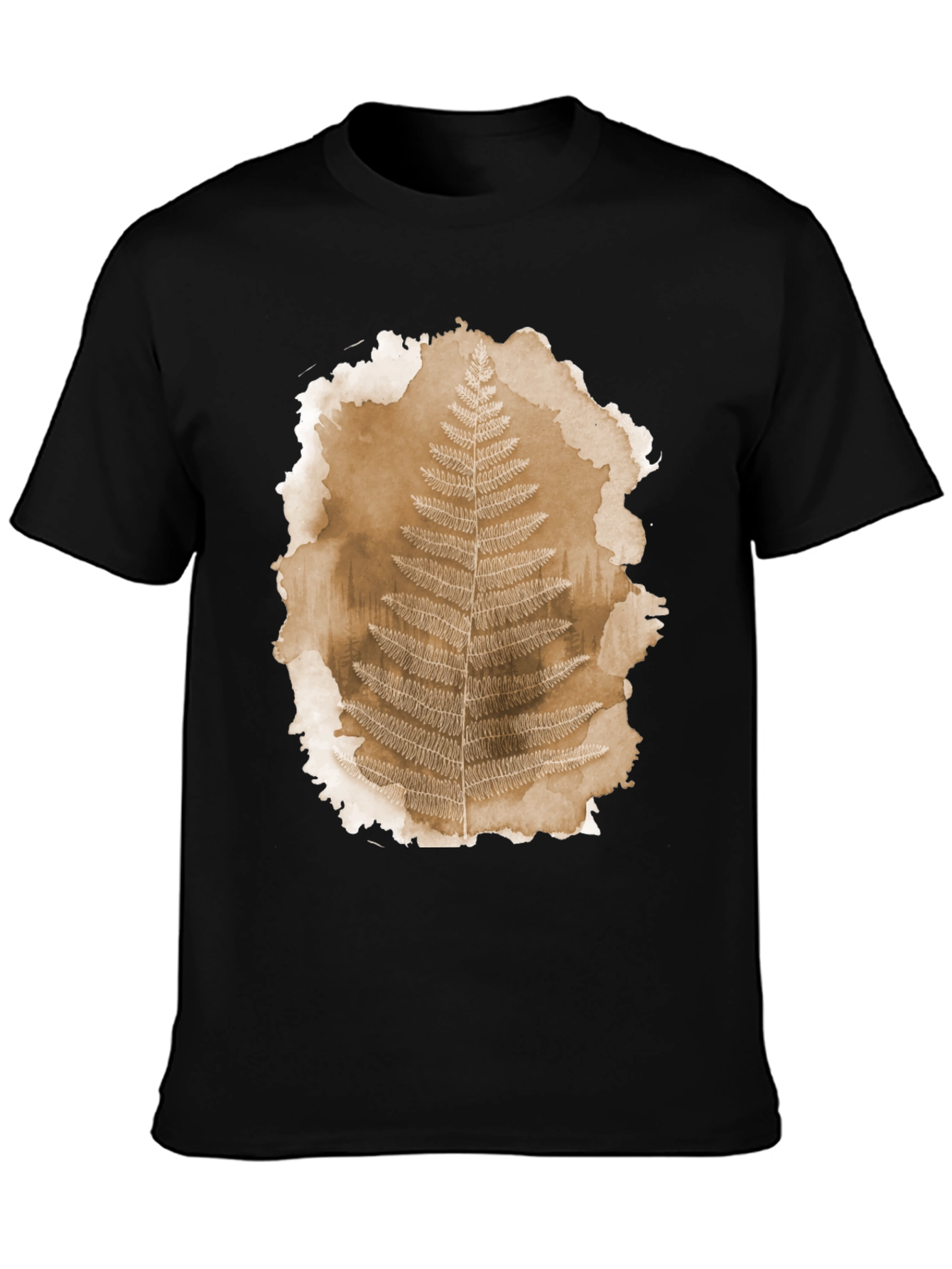 Fern Print Black T-Shirt - Nature Inspired Graphic Tee