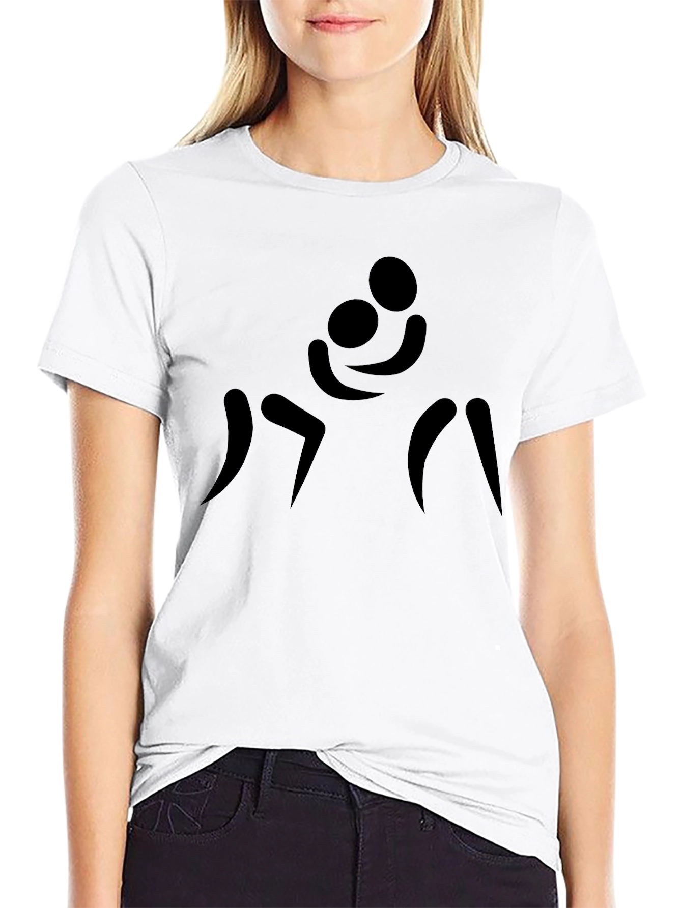Stick Figure Hugging T-Shirt - Black Graphic Tee
