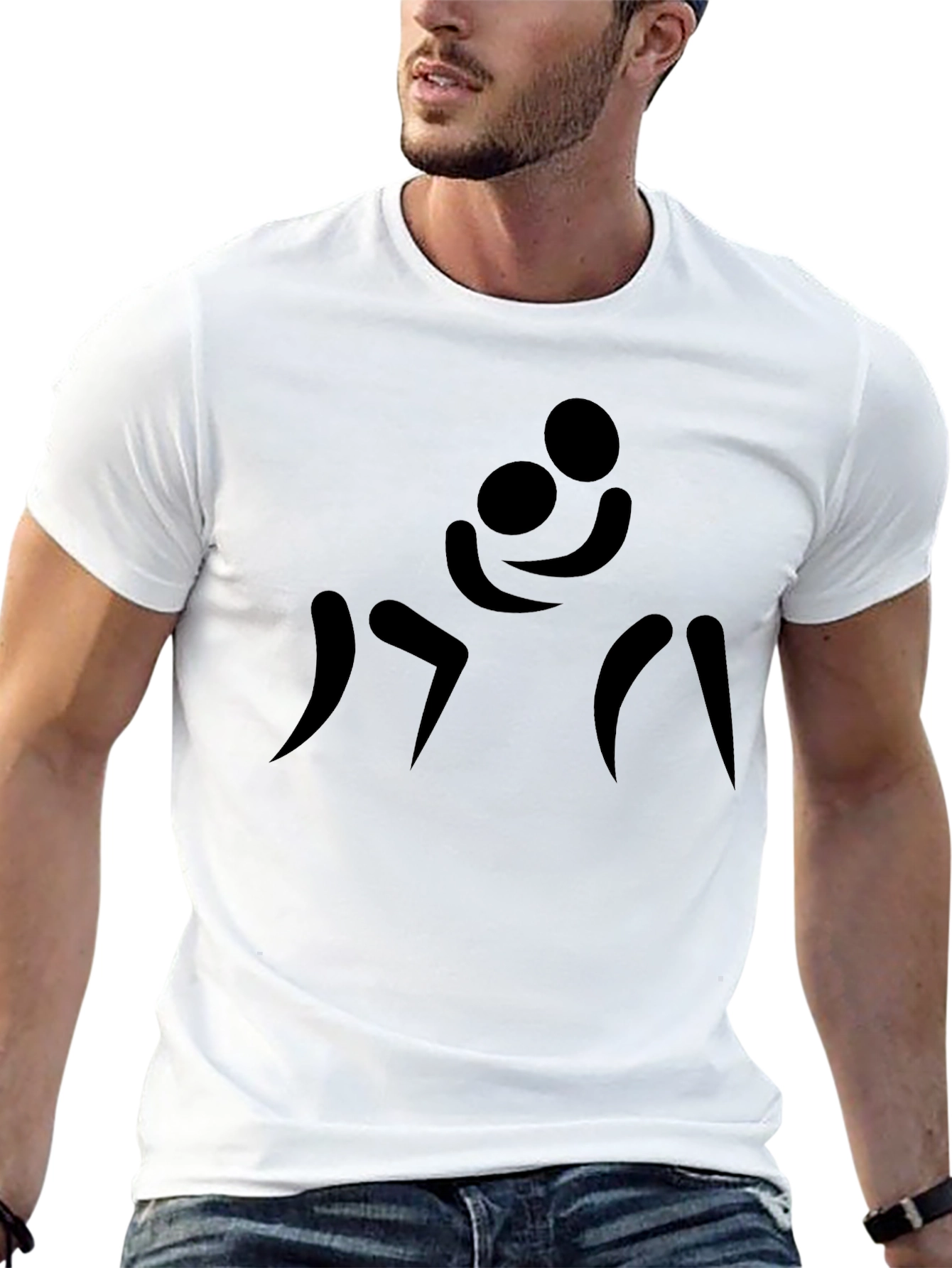 Stick Figure Hugging T-Shirt - Black Graphic Tee