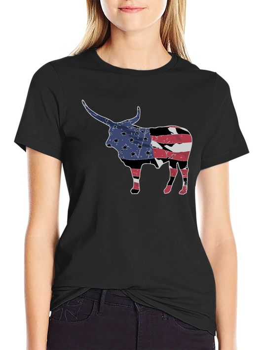 American Flag Bull Graphic Tee