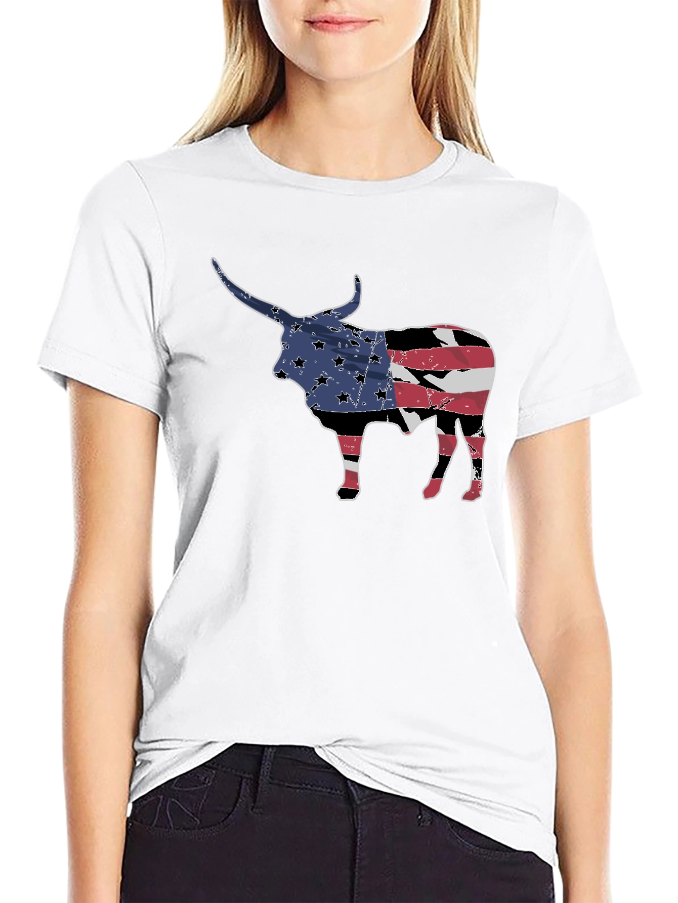 American Flag Bull Graphic Tee