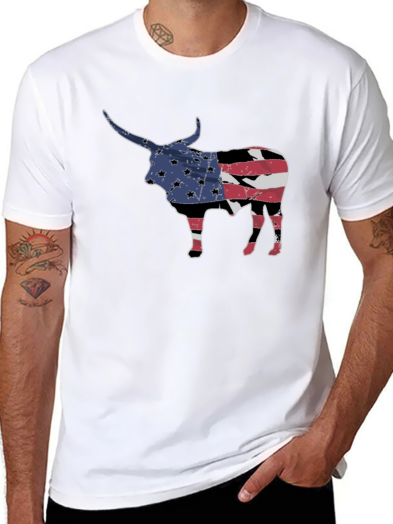 American Flag Bull Graphic Tee