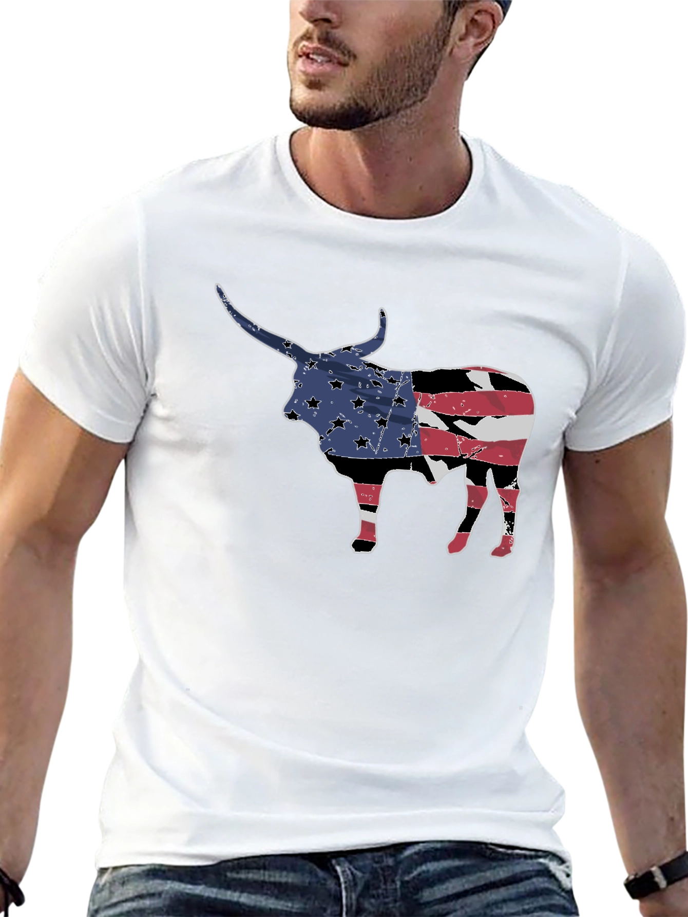 American Flag Bull Graphic Tee