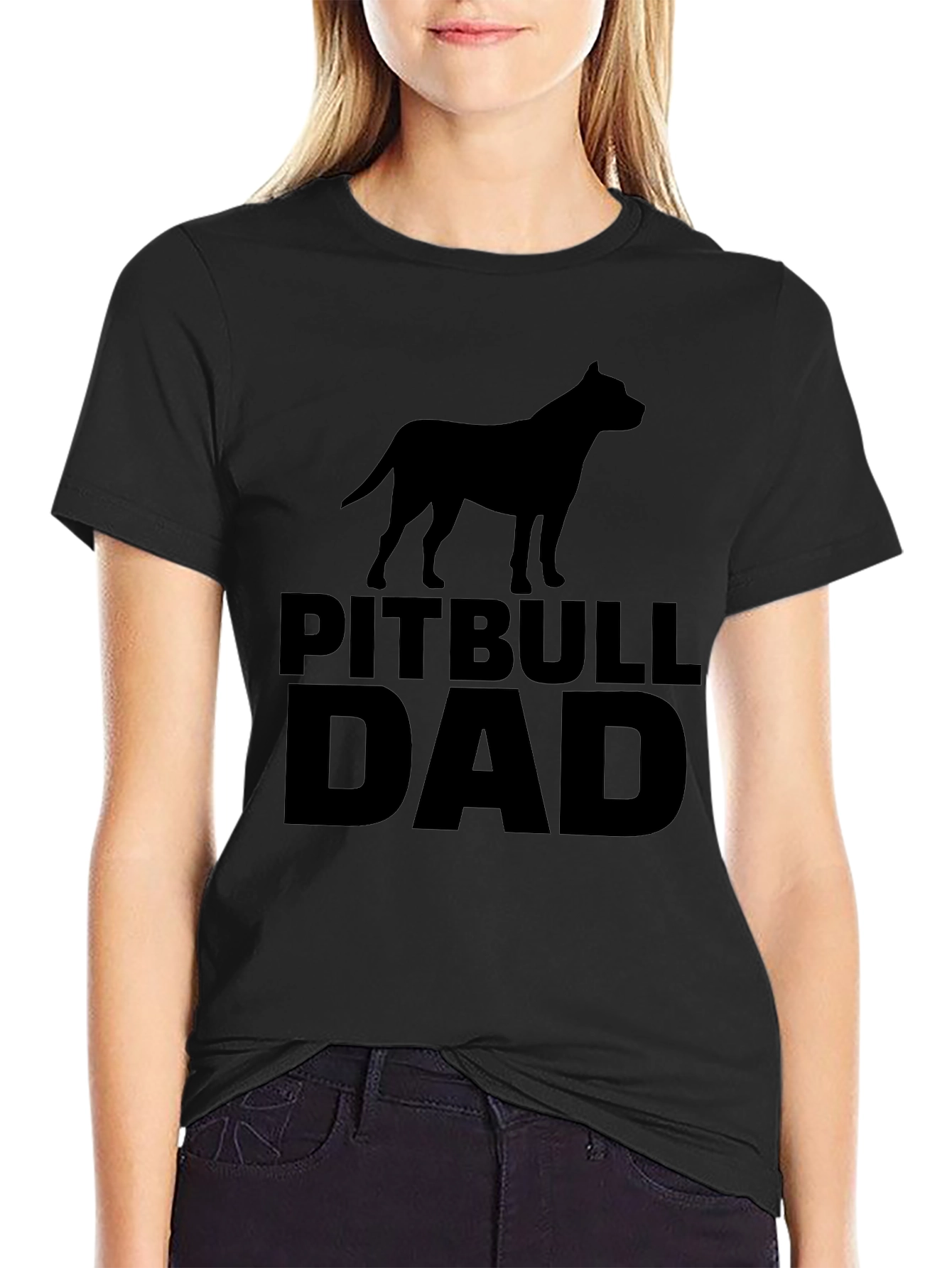 Pitbull Dad Black Graphic Tee