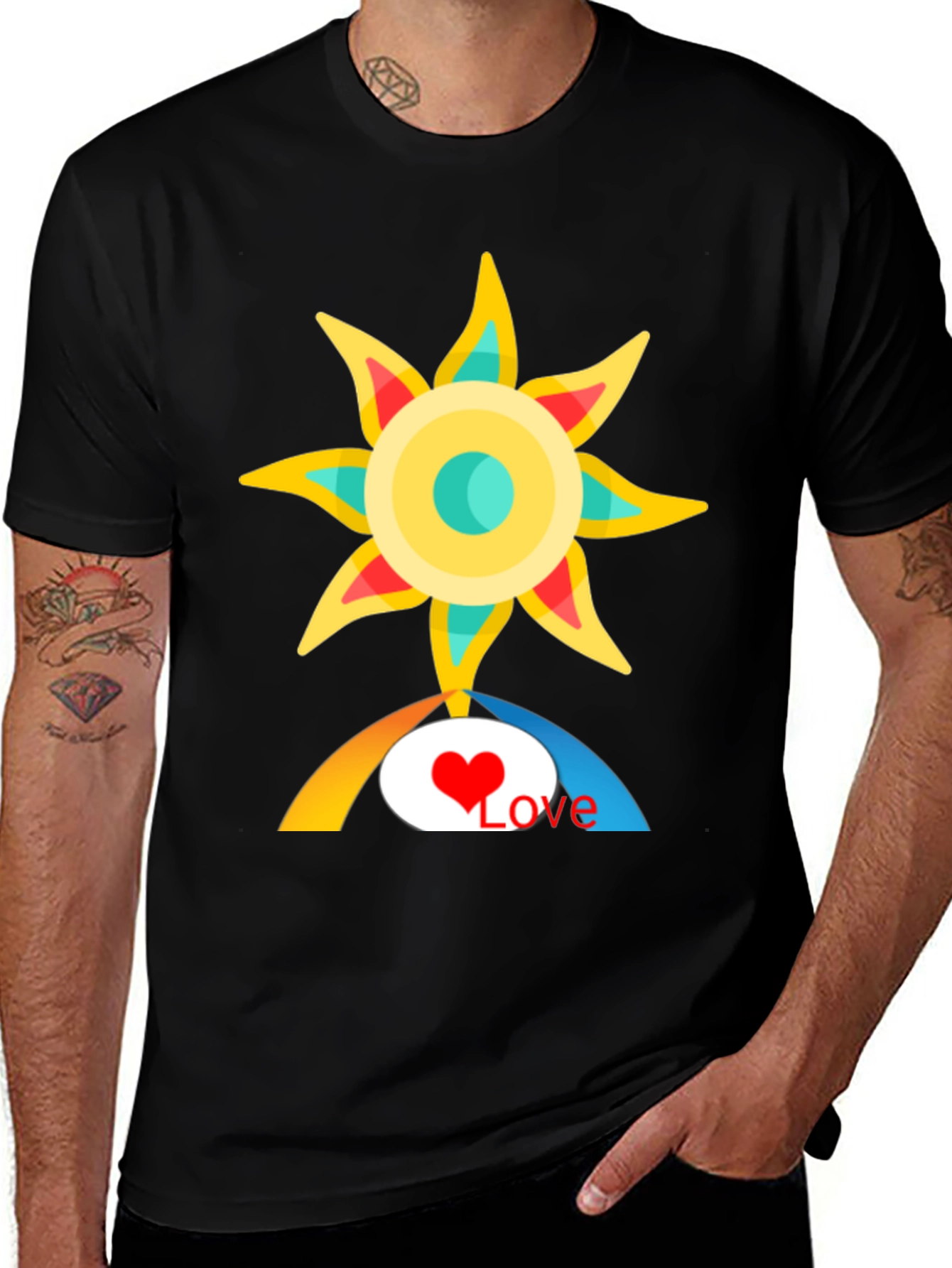 Love Sun Graphic Tee - Black Cotton T-Shirt