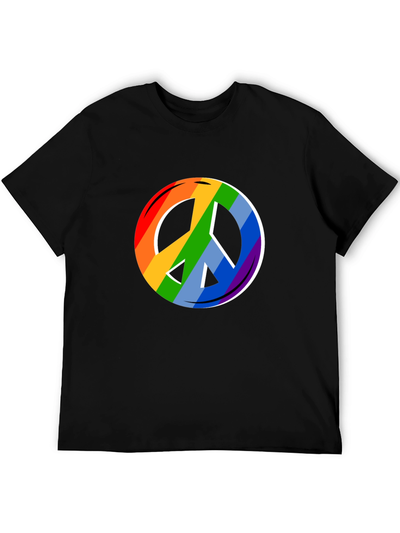 Rainbow Peace Sign Black T-Shirt