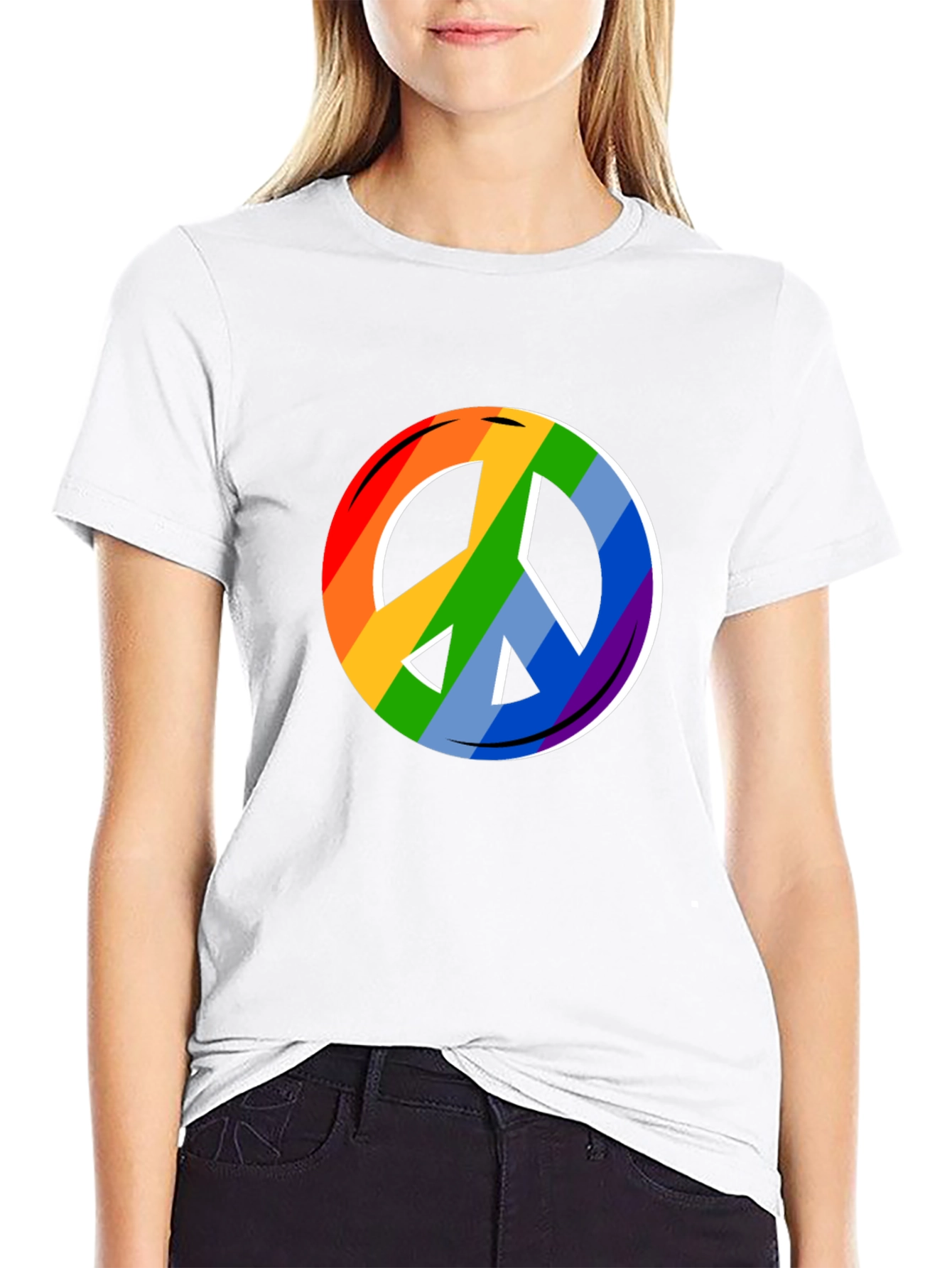 Rainbow Peace Sign Black T-Shirt