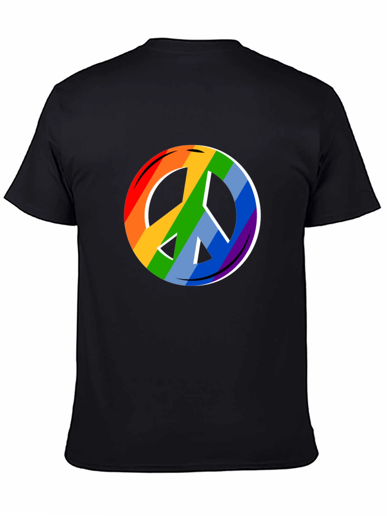 Rainbow Peace Sign Black T-Shirt