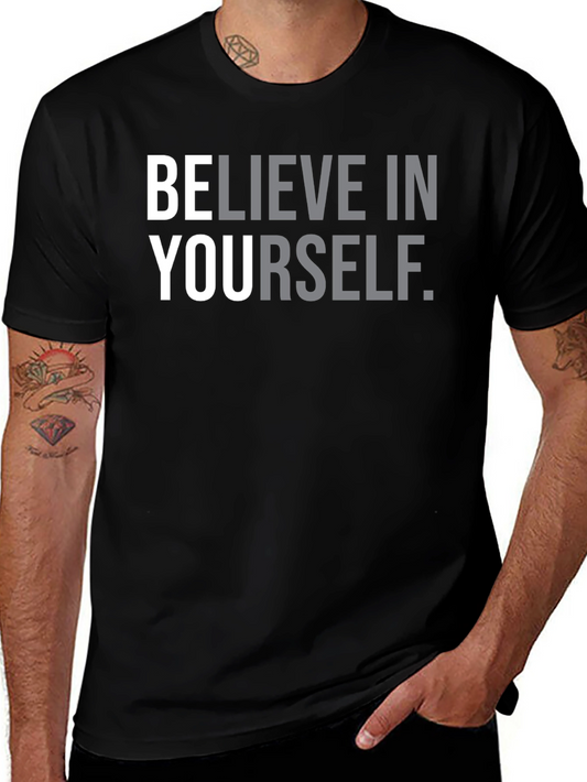 Believe in Yourself Graphic Tee - Black Cotton T-Shirt