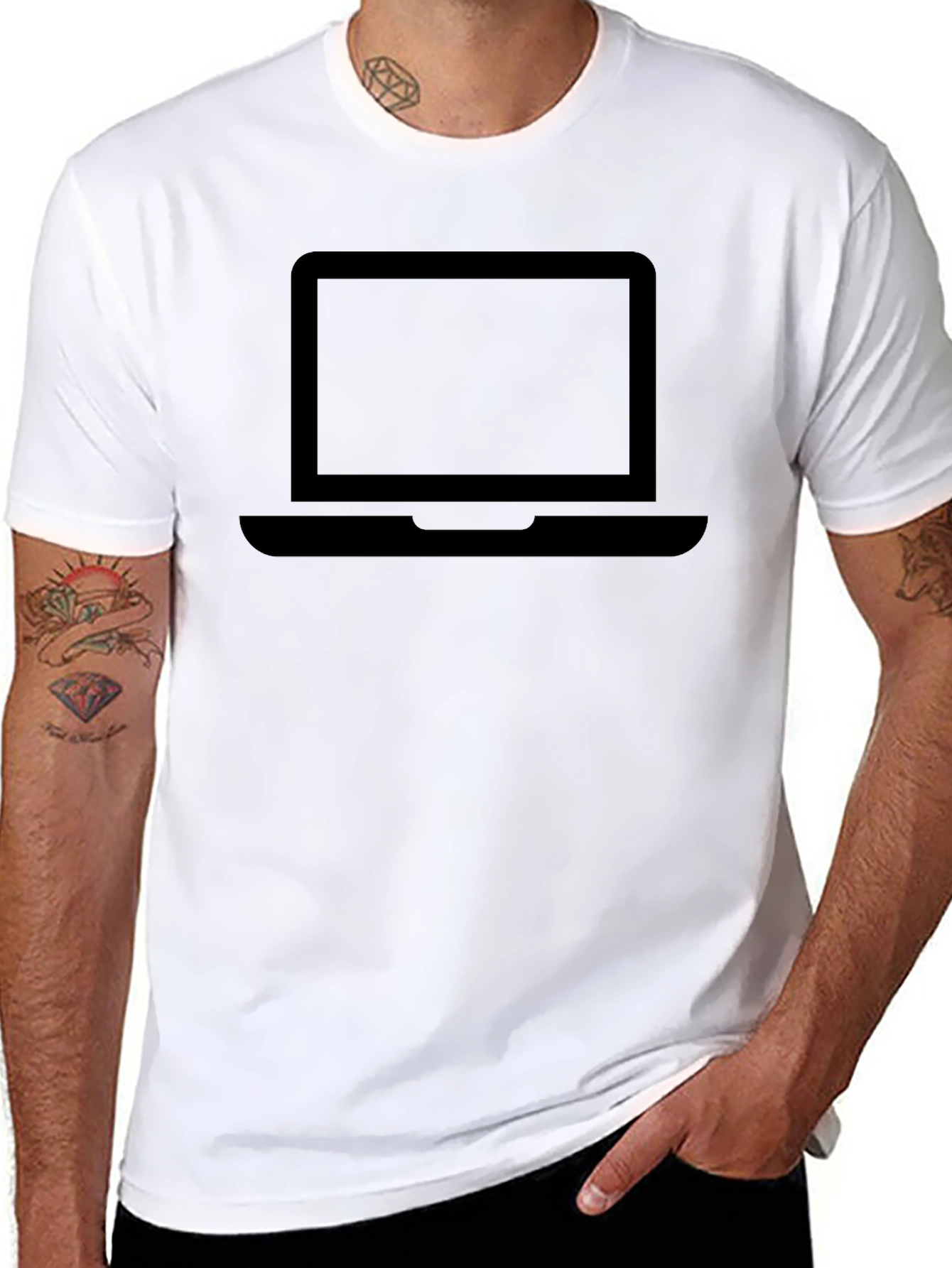 Laptop Graphic Tee - Black Casual Shirt