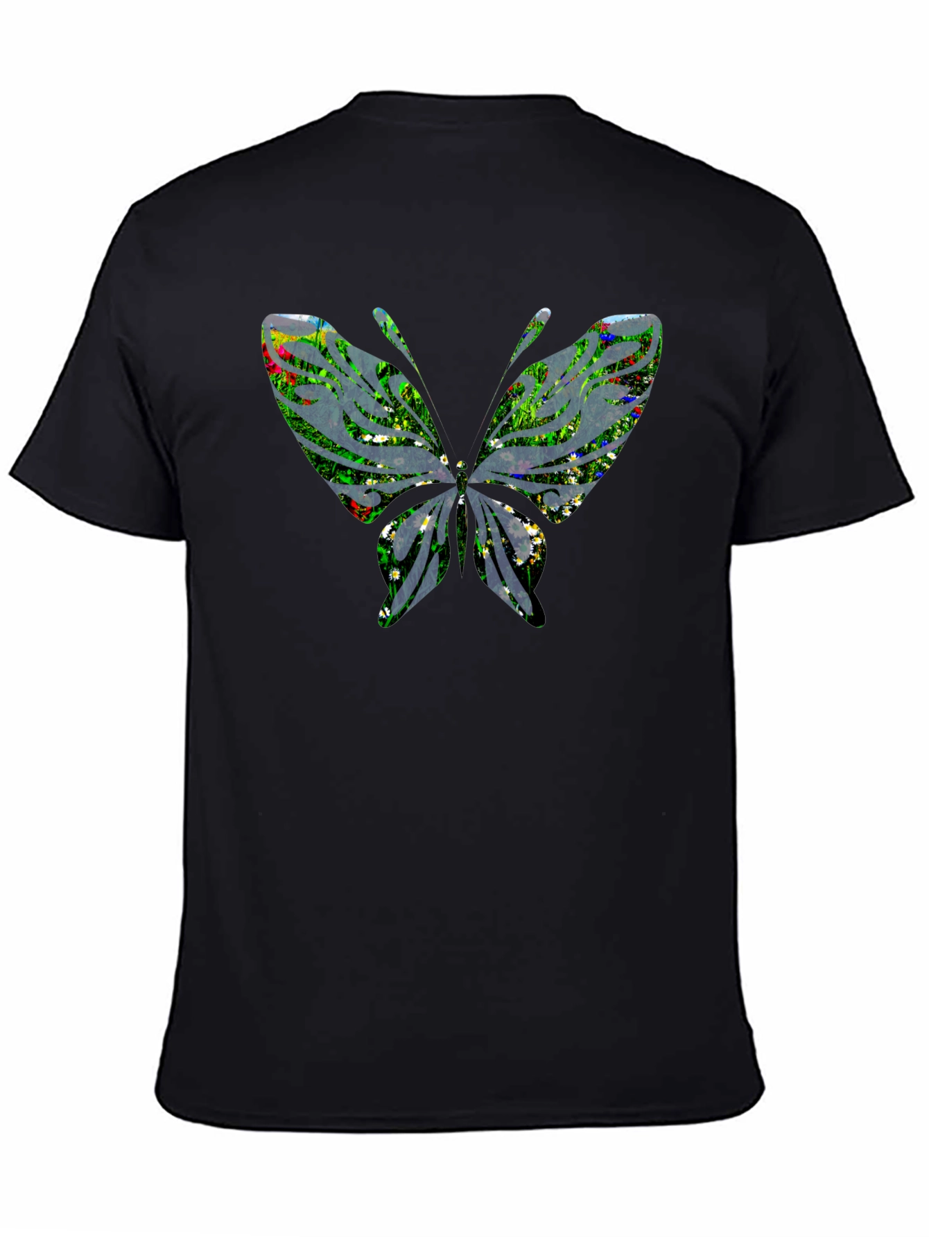 Butterfly Graphic Mens Black T-Shirt