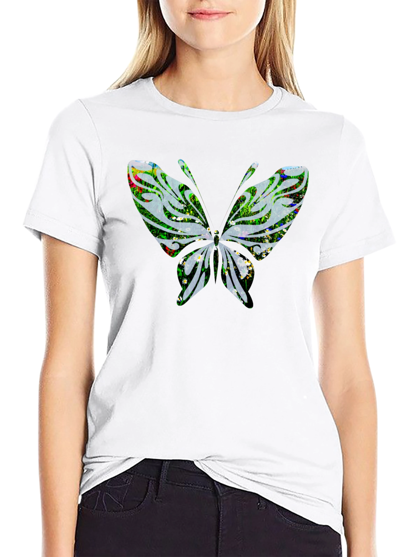 Butterfly Graphic Mens Black T-Shirt