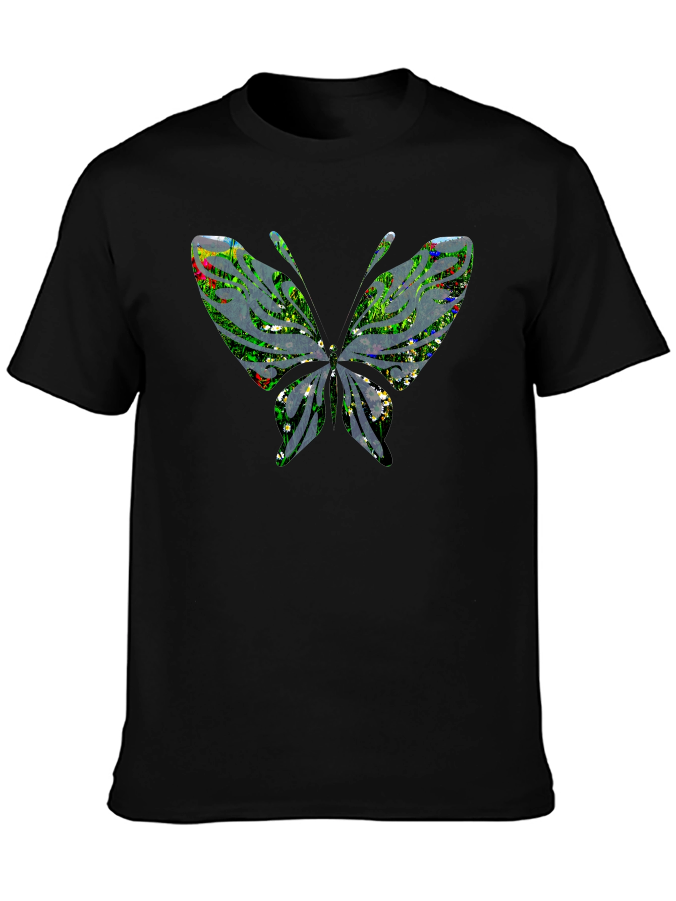 Butterfly Graphic Mens Black T-Shirt