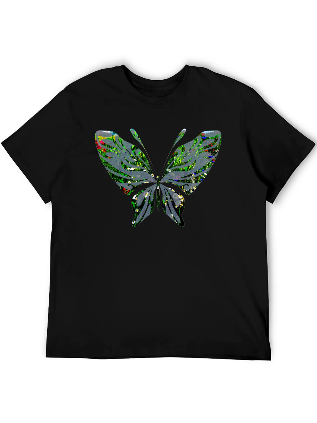 Butterfly Graphic Mens Black T-Shirt