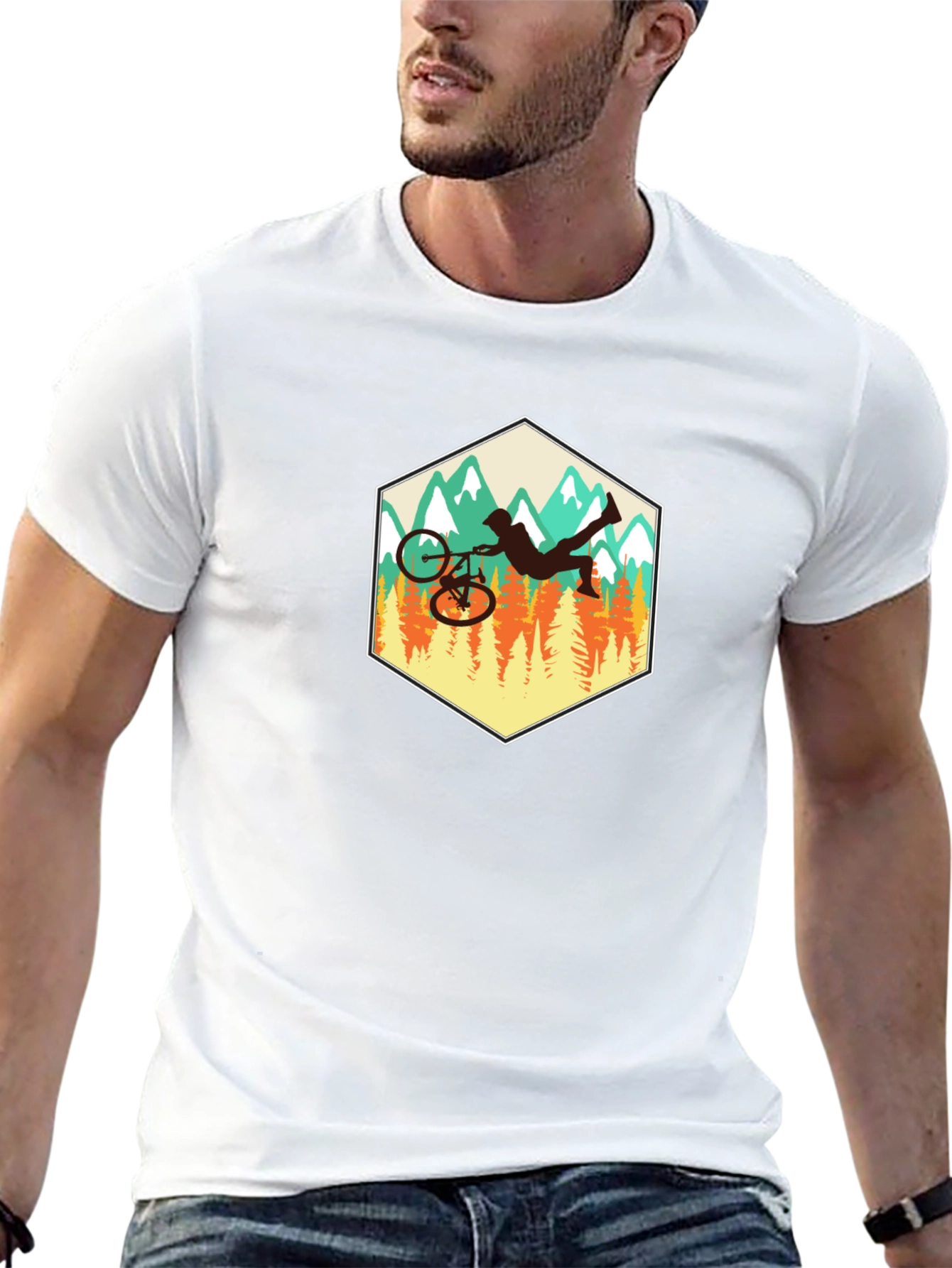 Mountain Biker Silhouette Graphic Tee