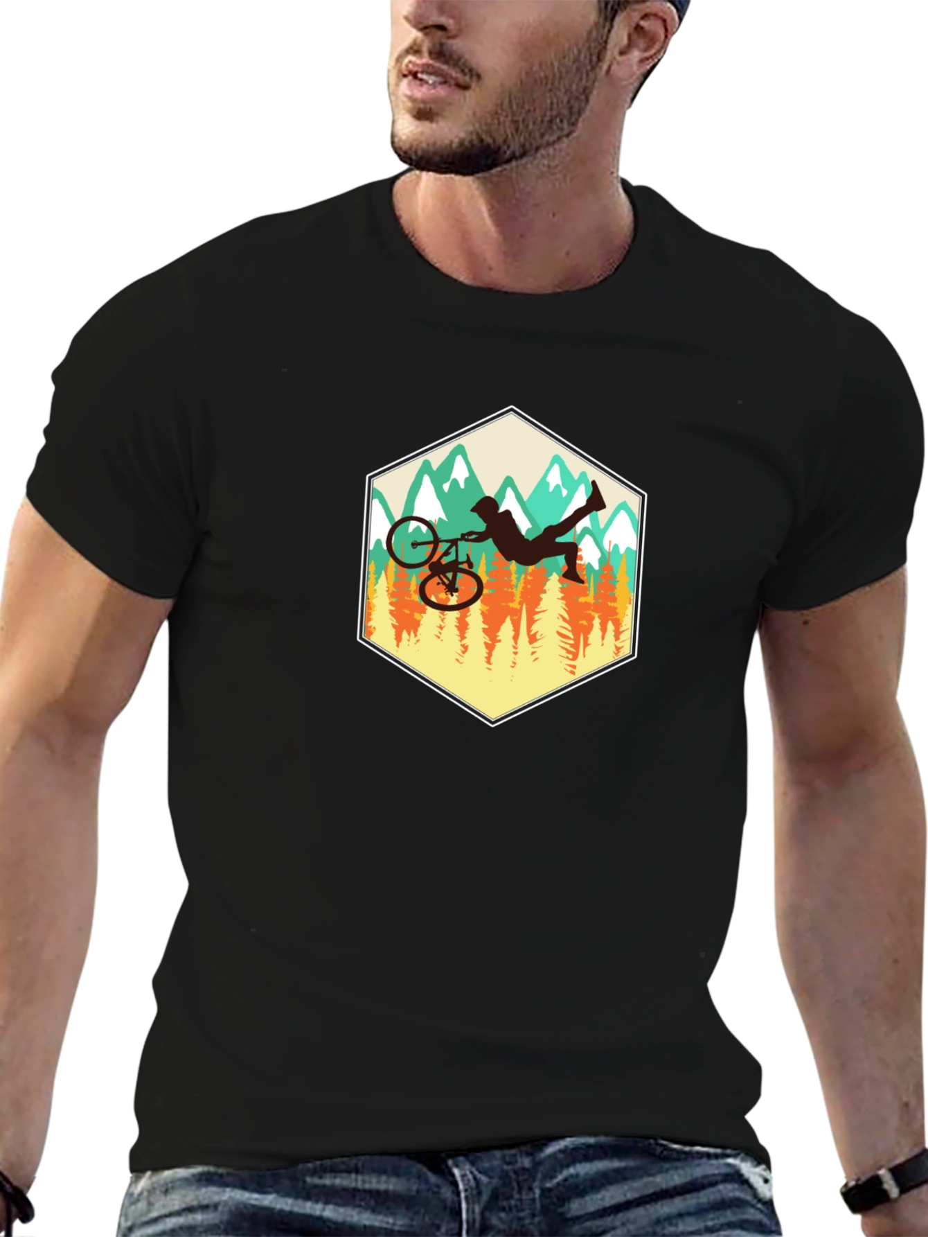 Mountain Biker Silhouette Graphic Tee