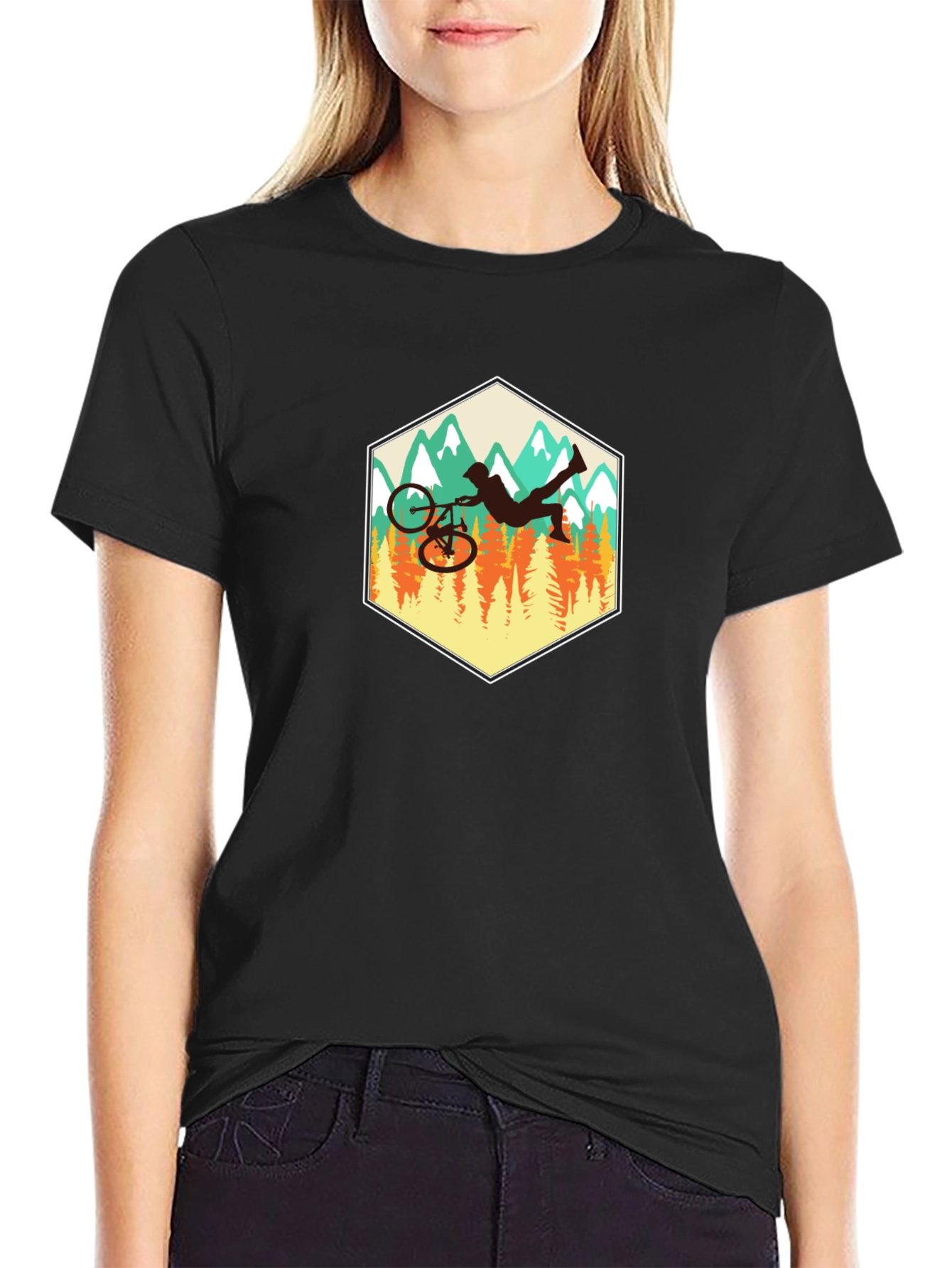 Mountain Biker Silhouette Graphic Tee