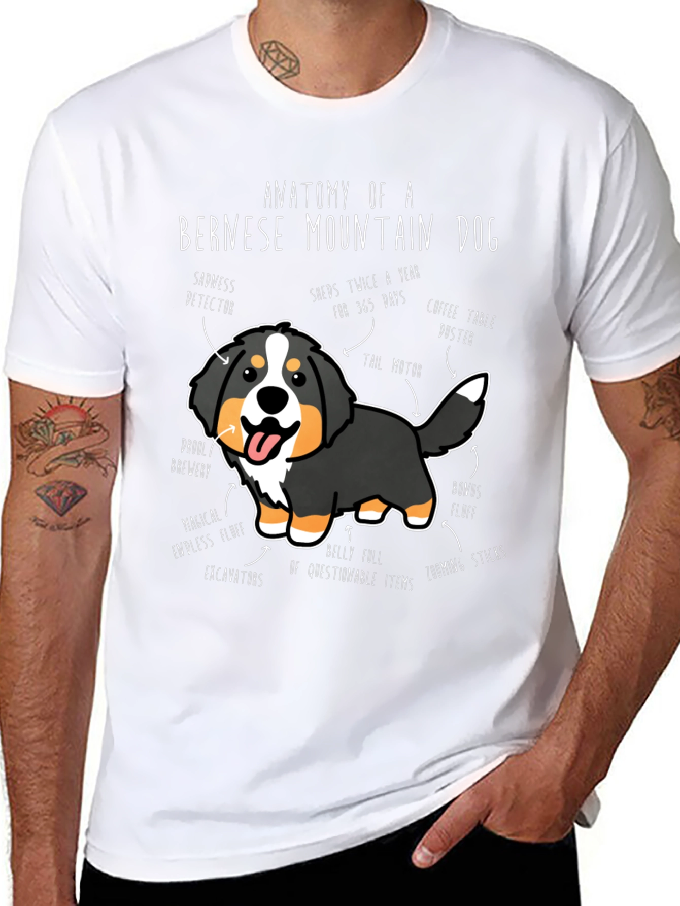 Bernese Mountain Dog Anatomy Funny T-Shirt