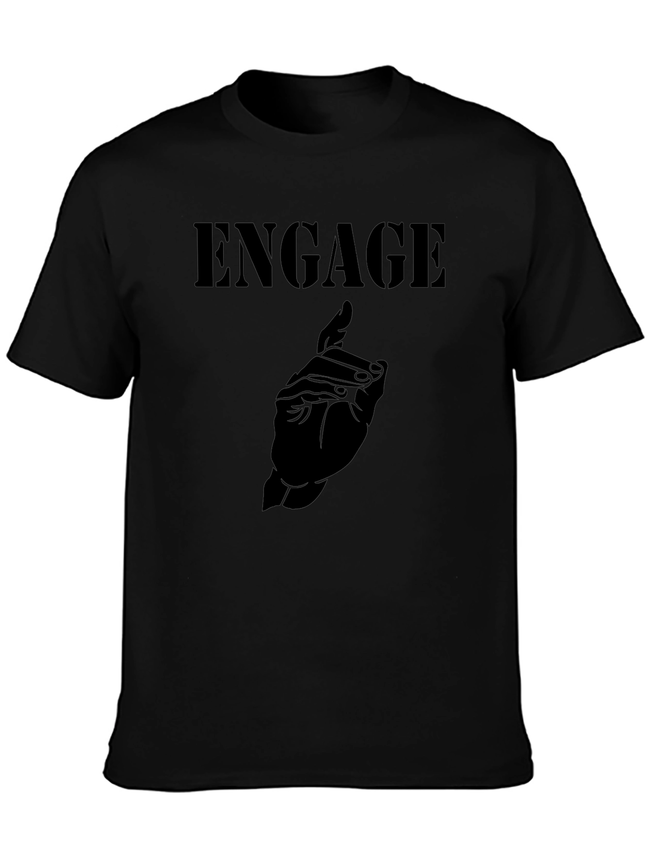 Engage Graphic Tee - Black Cotton Blend Shirt
