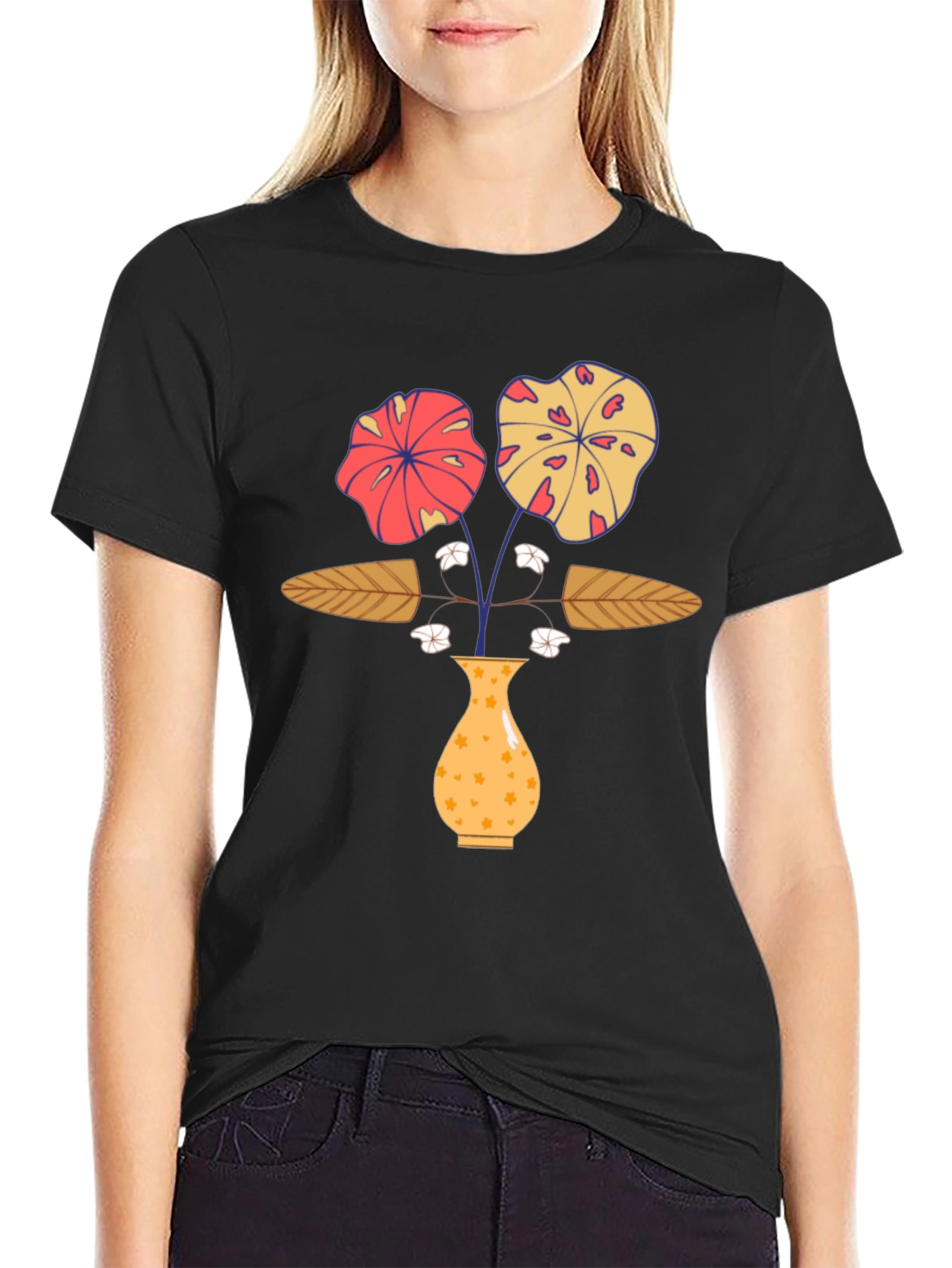 Floral Vase Graphic Print T-Shirt