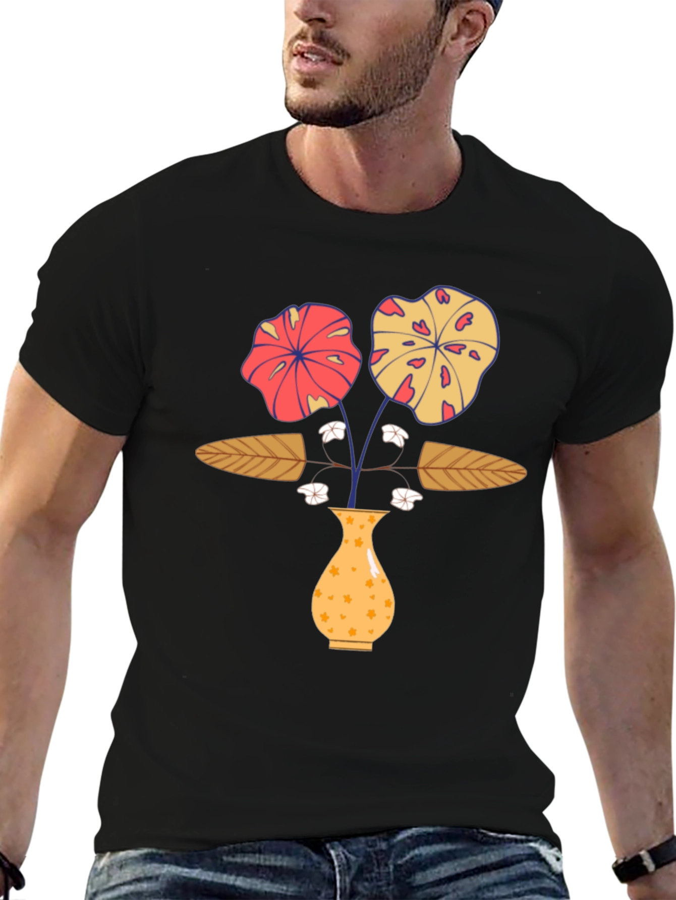 Floral Vase Graphic Print T-Shirt