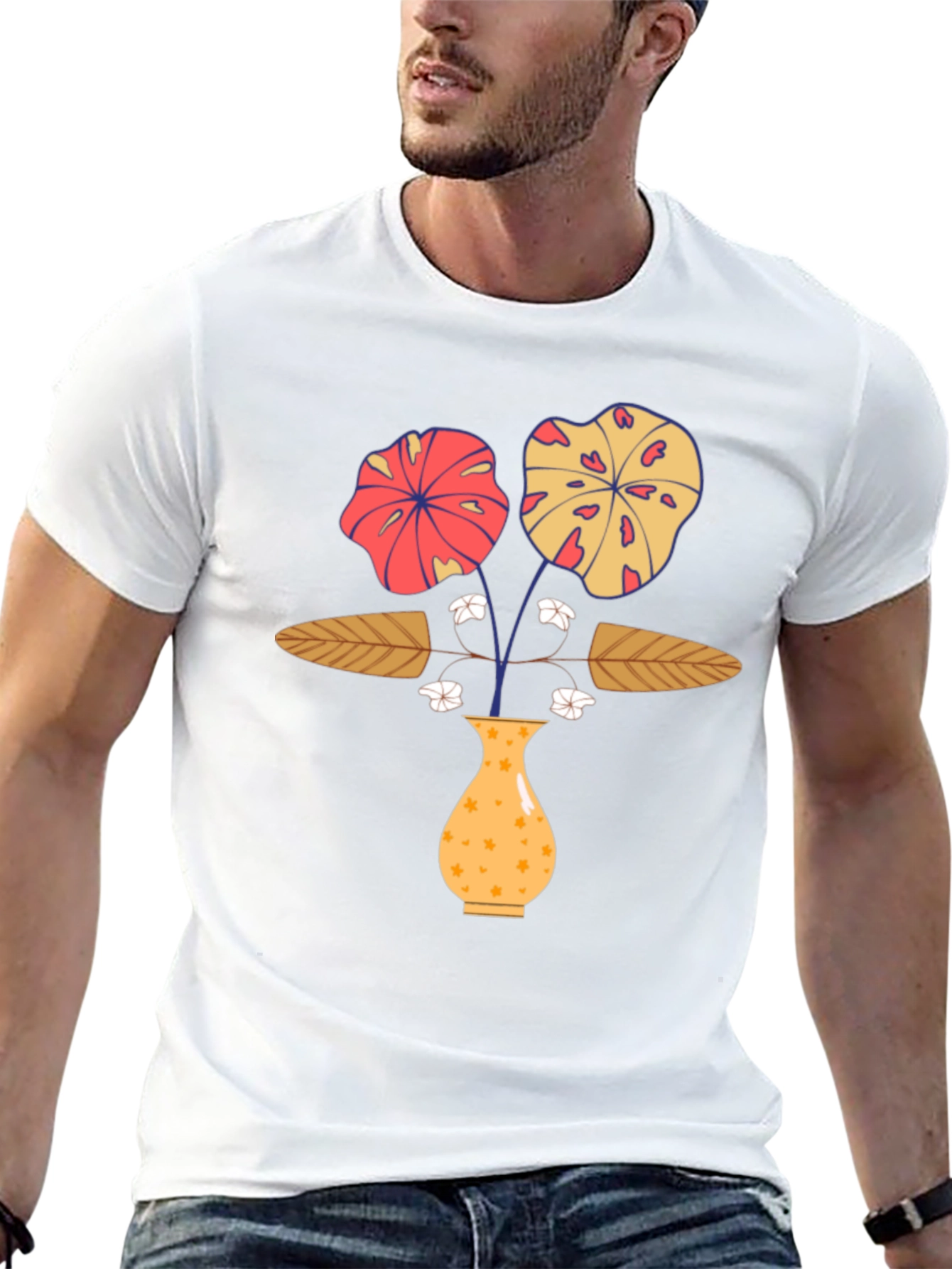 Floral Vase Graphic Print T-Shirt