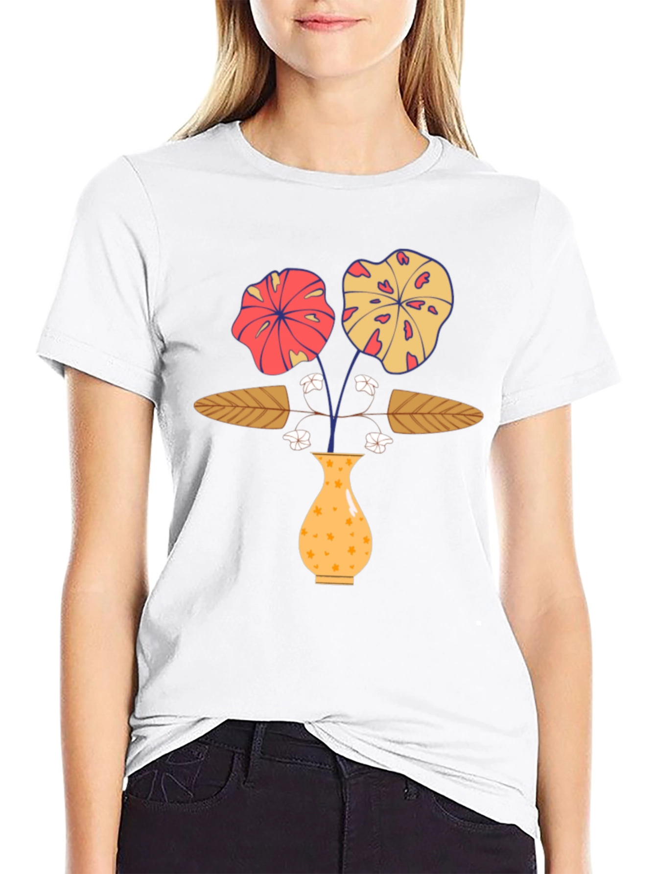 Floral Vase Graphic Print T-Shirt