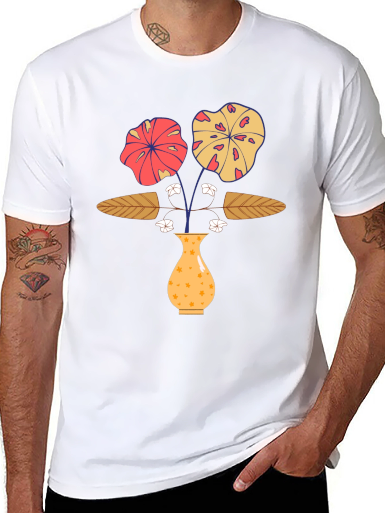 Floral Vase Graphic Print T-Shirt