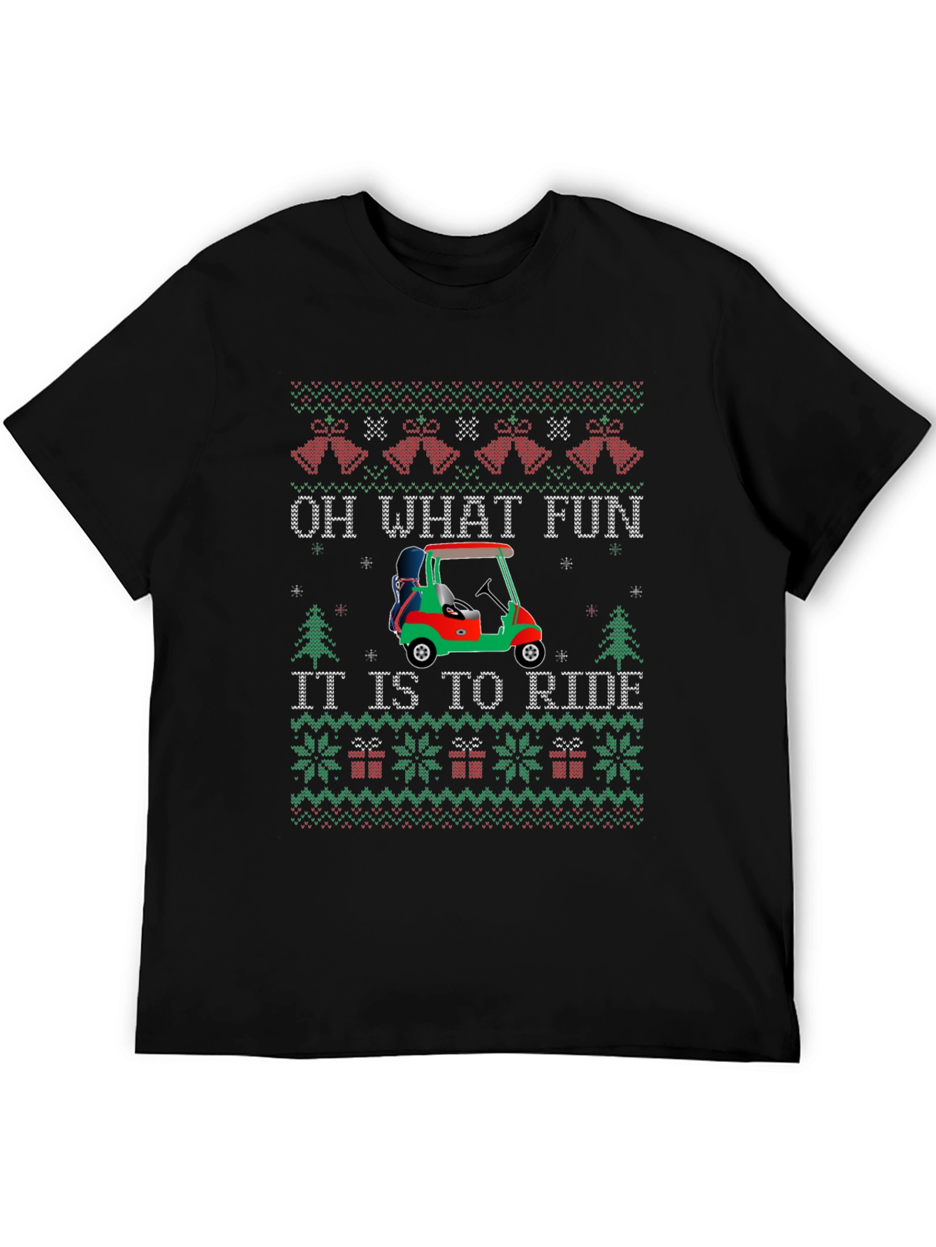 Festive Golf Cart Christmas Sweater Tee