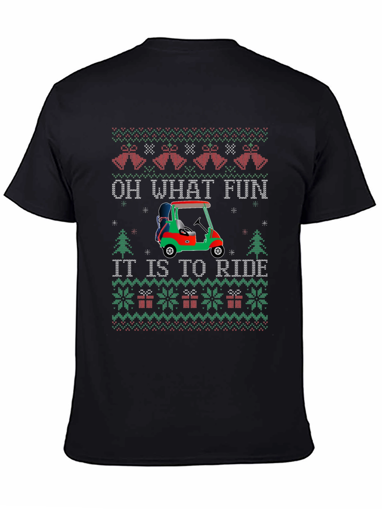 Festive Golf Cart Christmas Sweater Tee