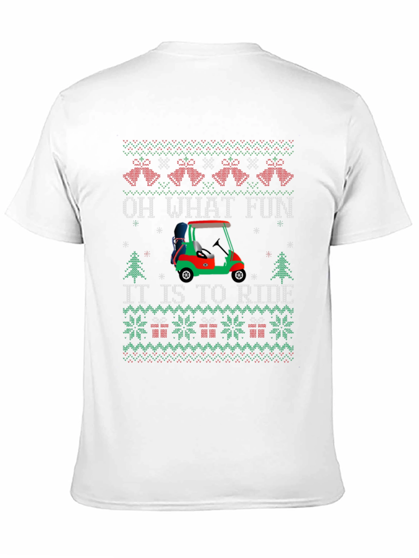 Festive Golf Cart Christmas Sweater Tee