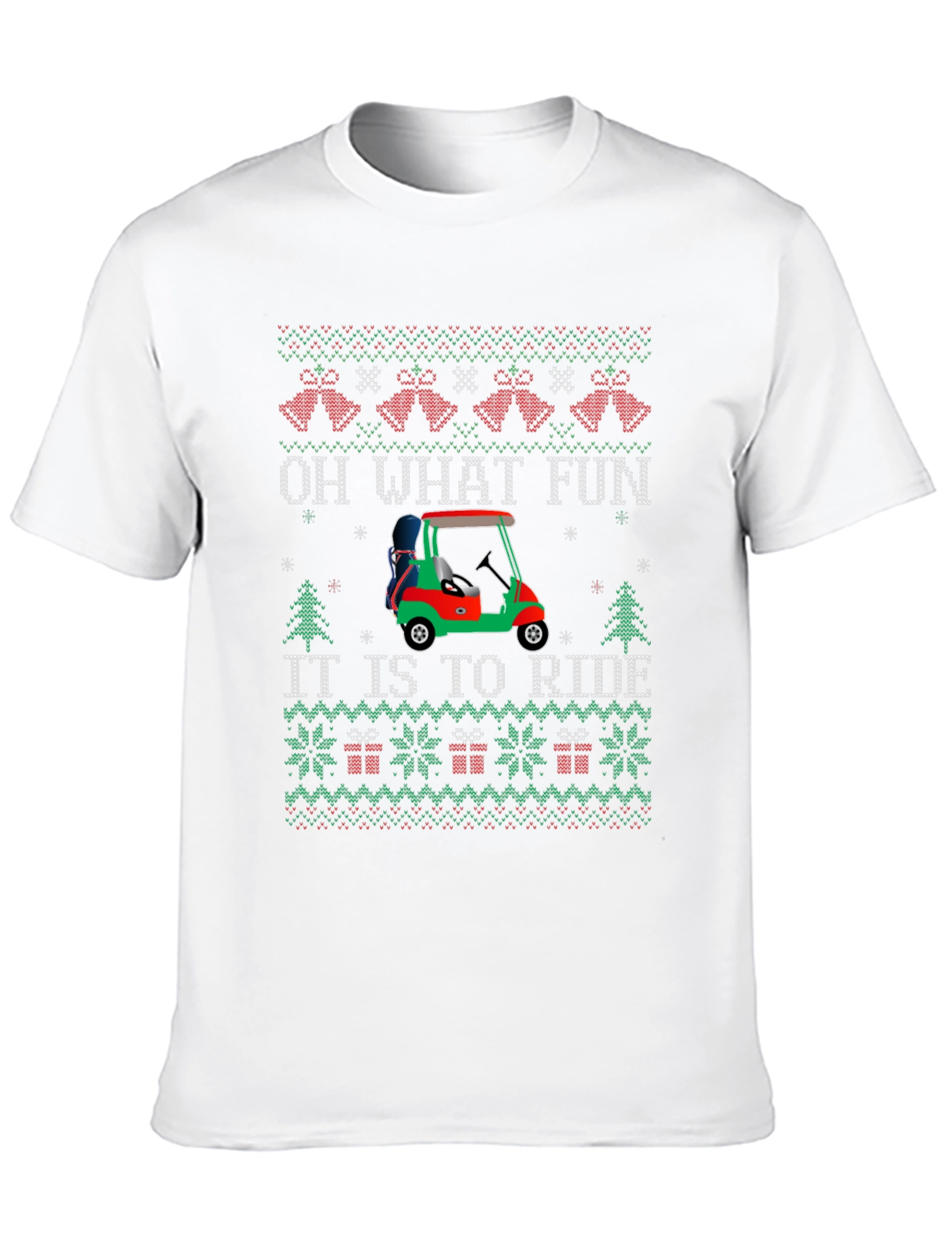 Festive Golf Cart Christmas Sweater Tee
