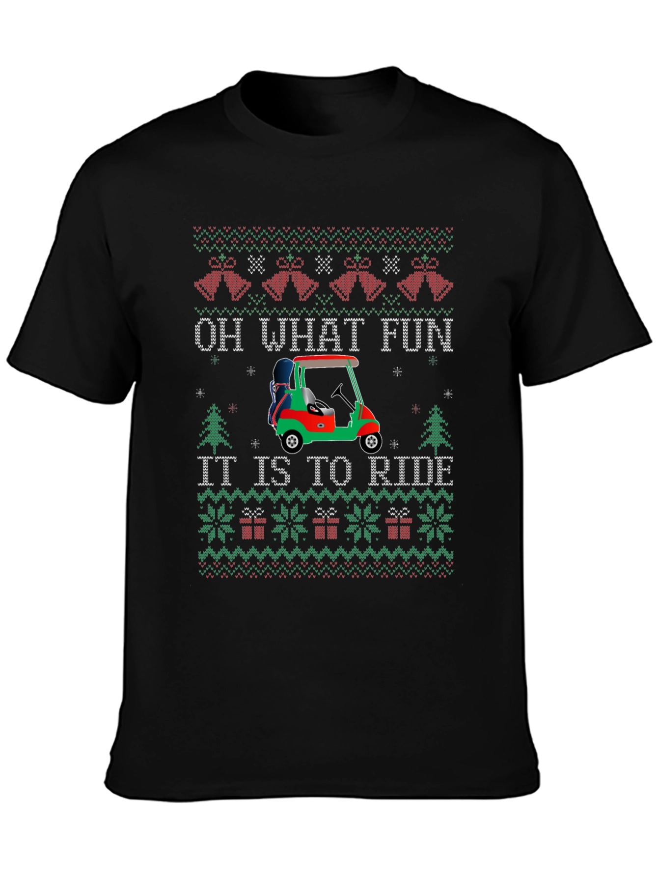 Festive Golf Cart Christmas Sweater Tee