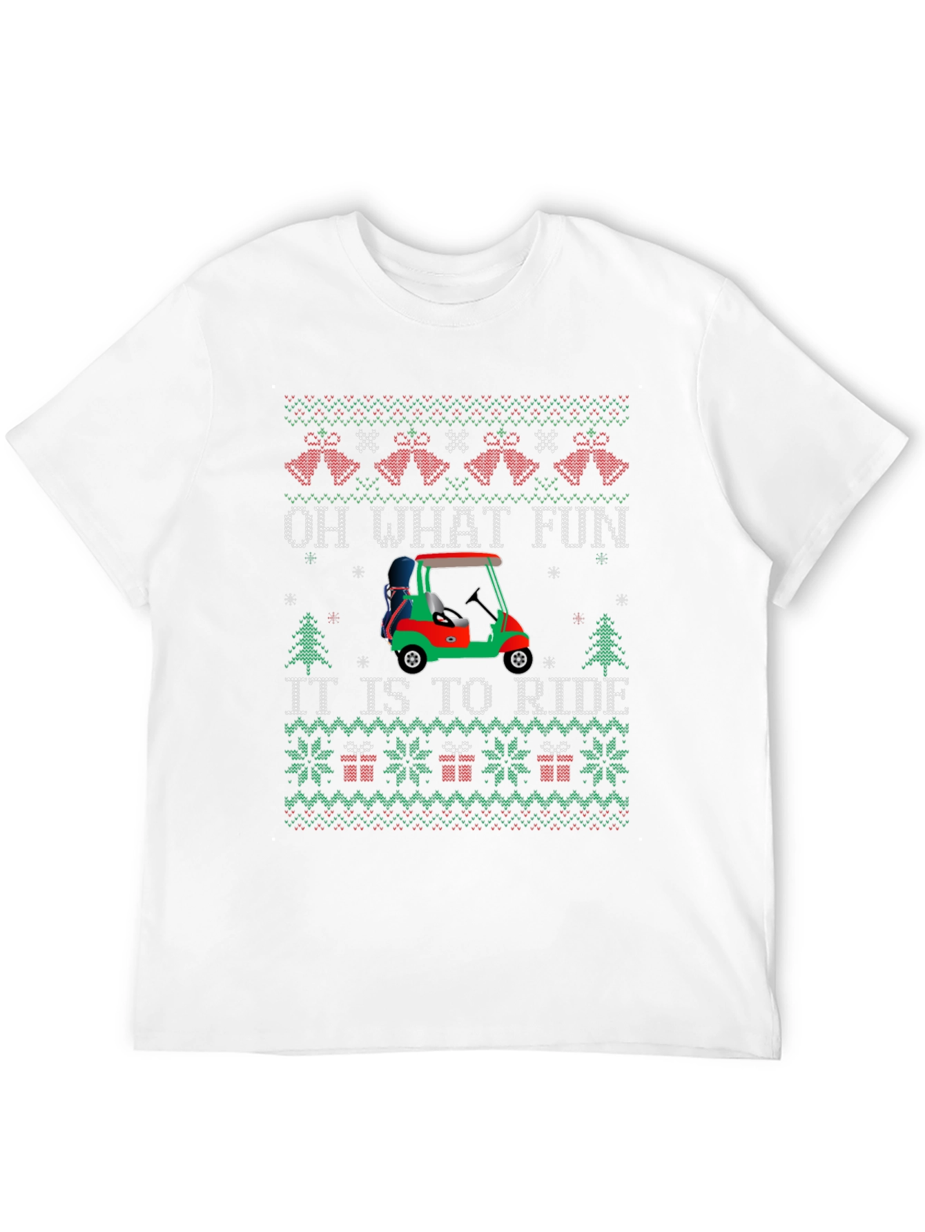 Festive Golf Cart Christmas Sweater Tee