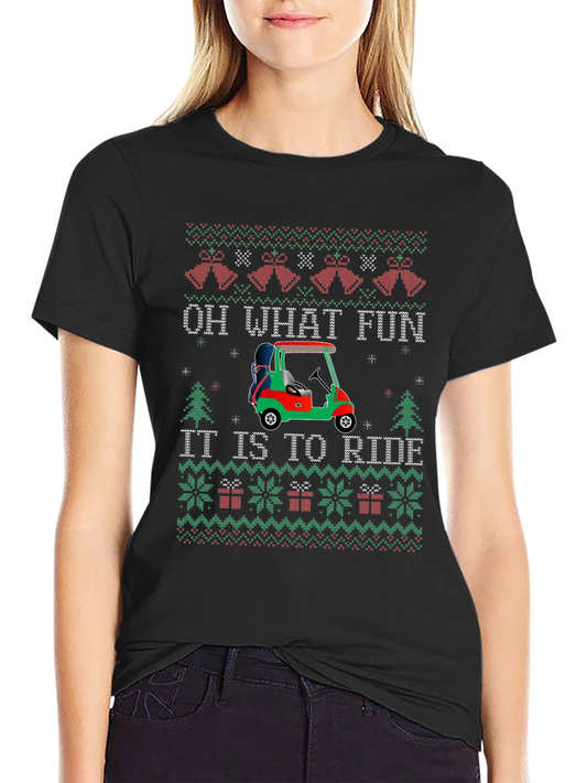 Festive Golf Cart Christmas Sweater Tee