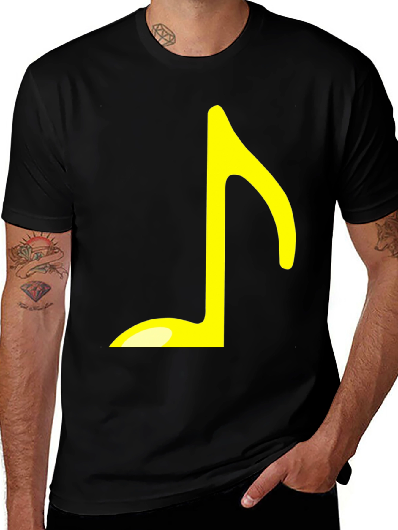 Musical Note Graphic T-Shirt - Black