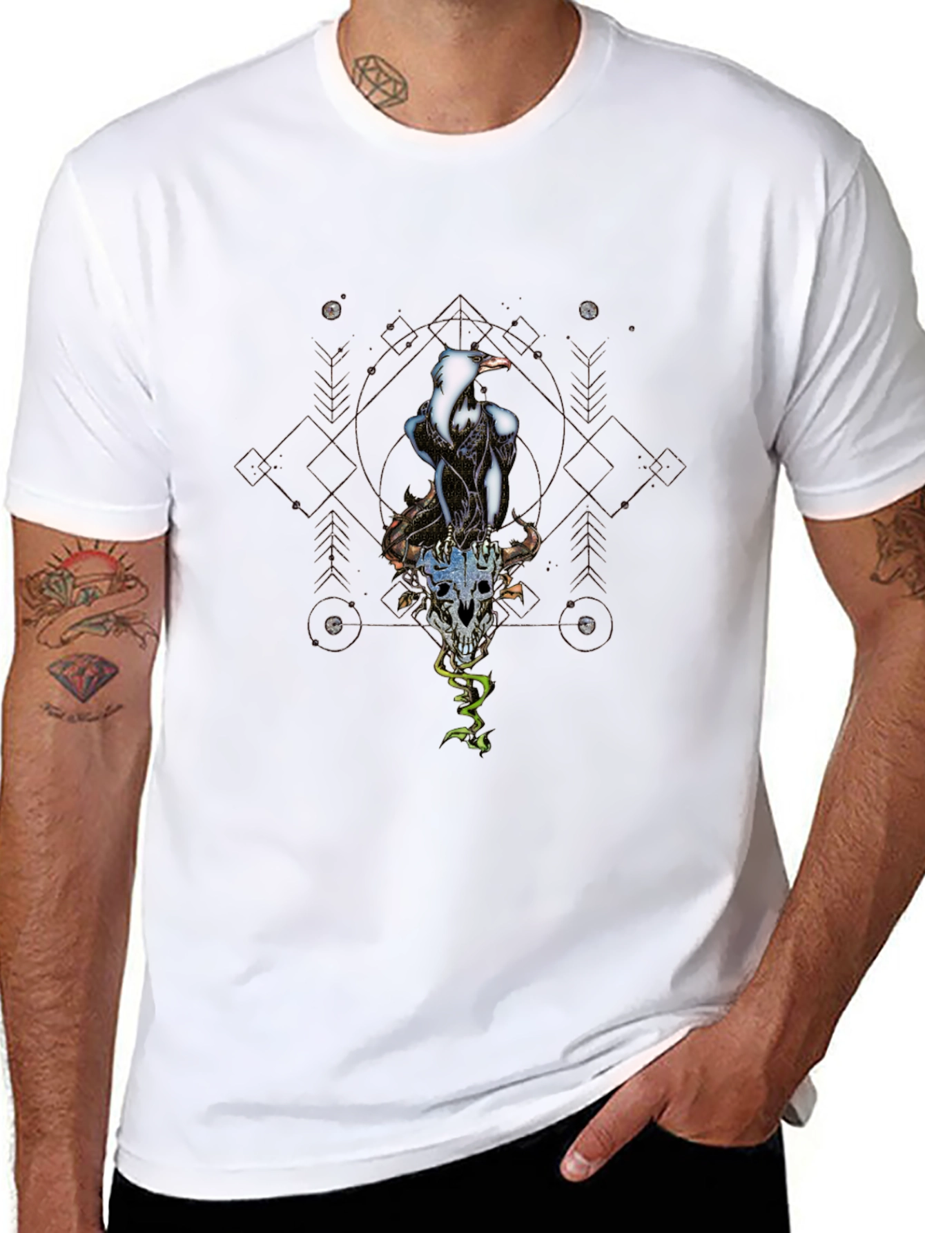 Raven Skull T-Shirt - Gothic Style