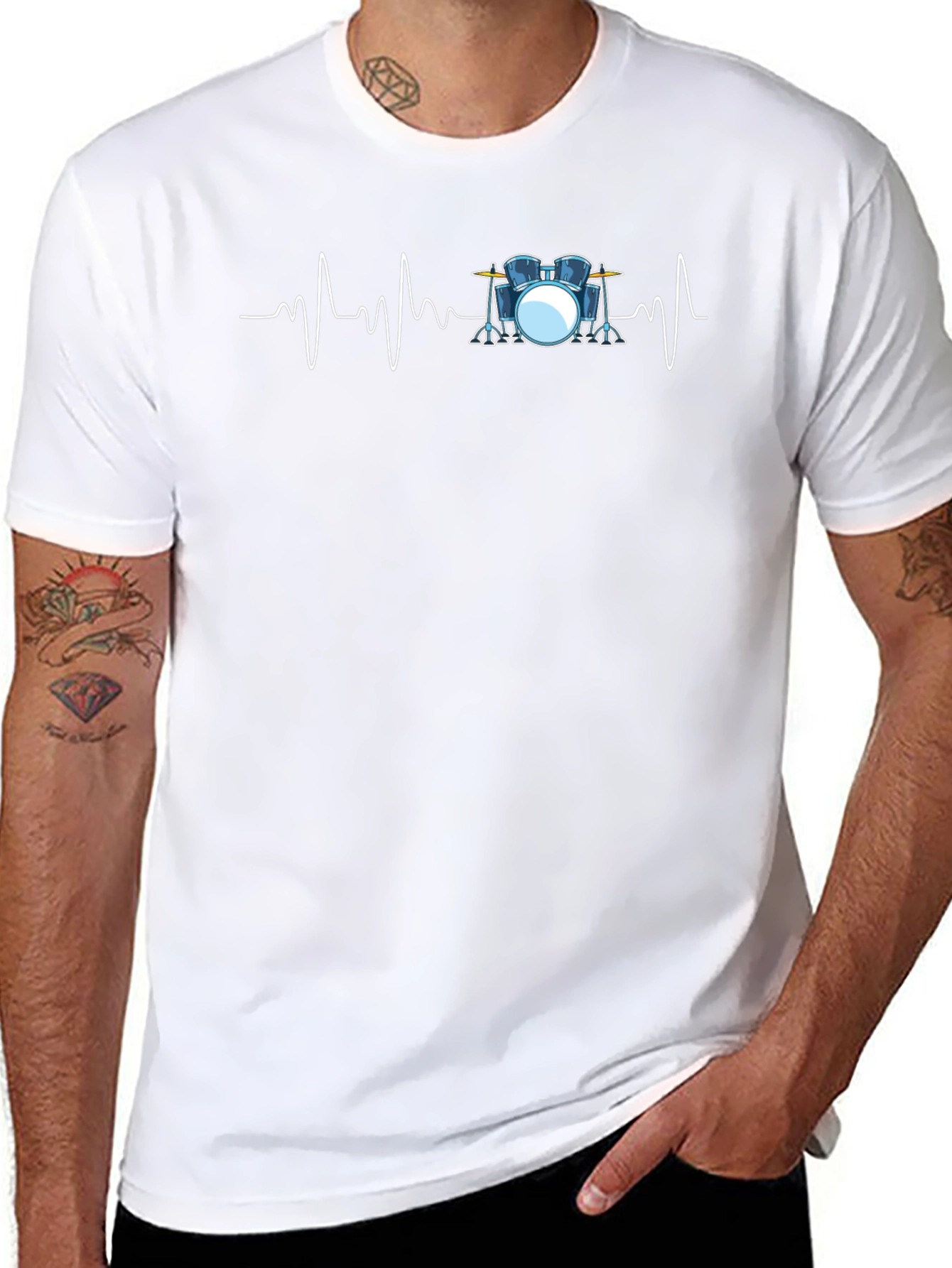 Drum Heartbeat Black Graphic T-Shirt