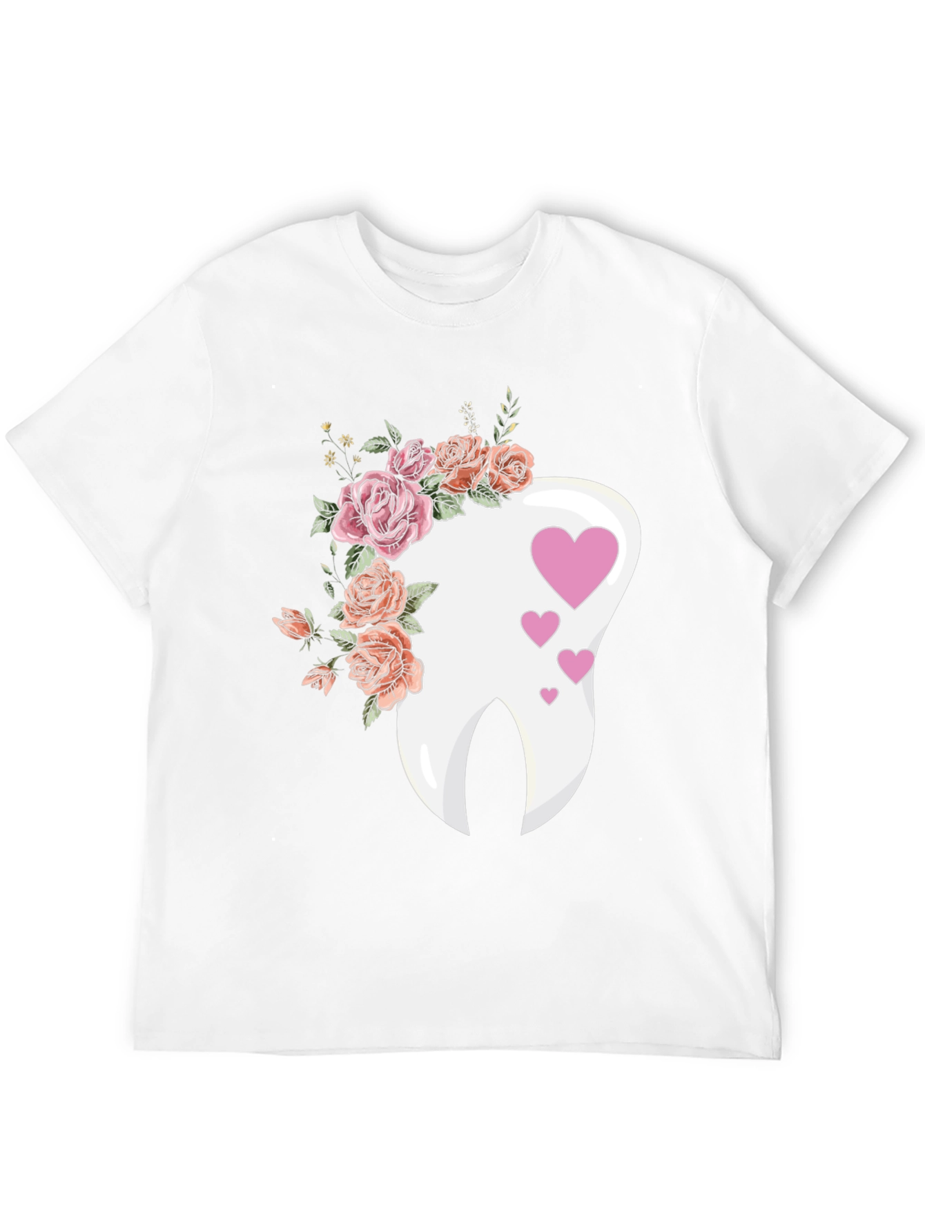 Floral Tooth Heart Graphic Tee - Dentist Gift