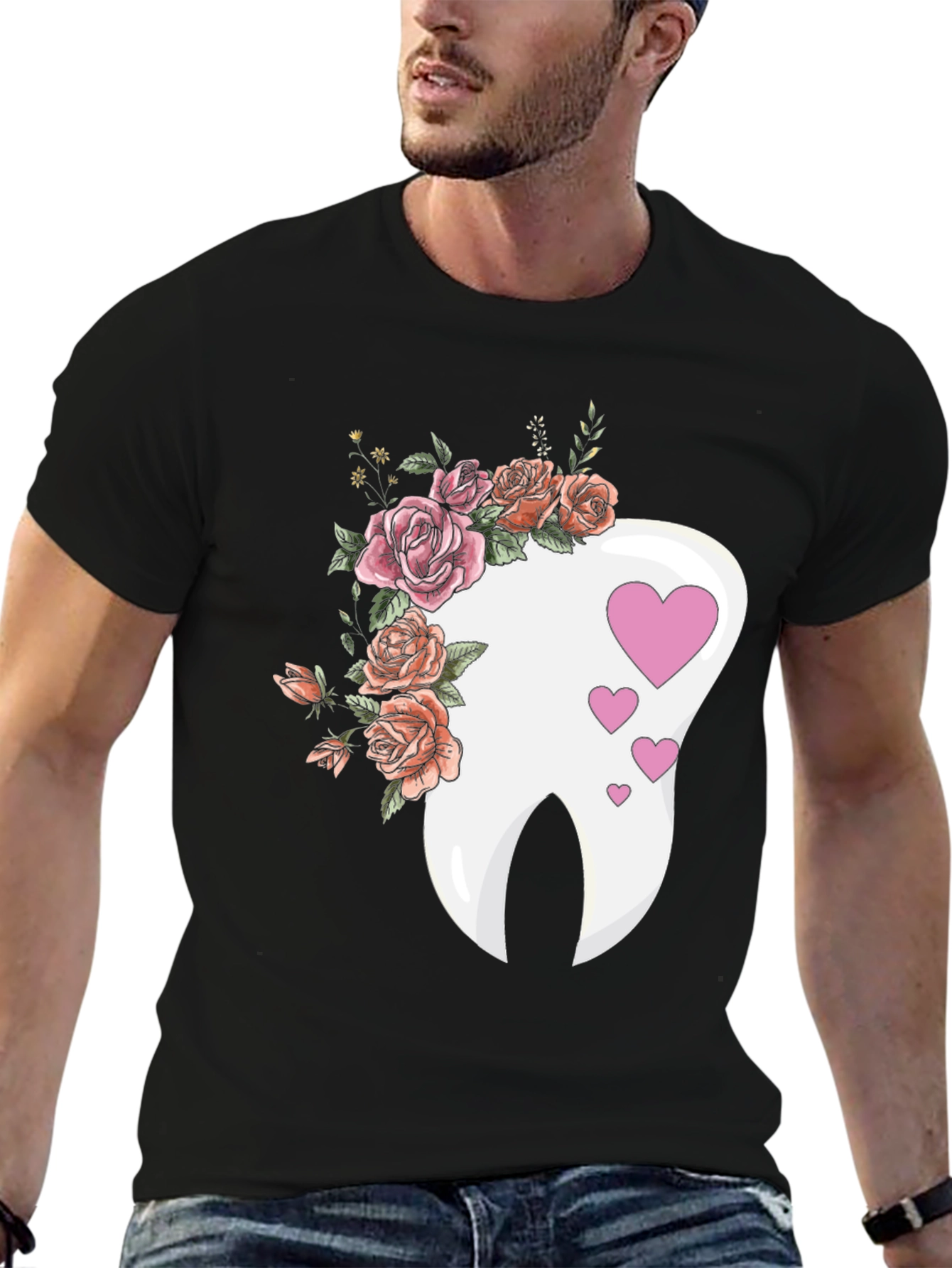 Floral Tooth Heart Graphic Tee - Dentist Gift