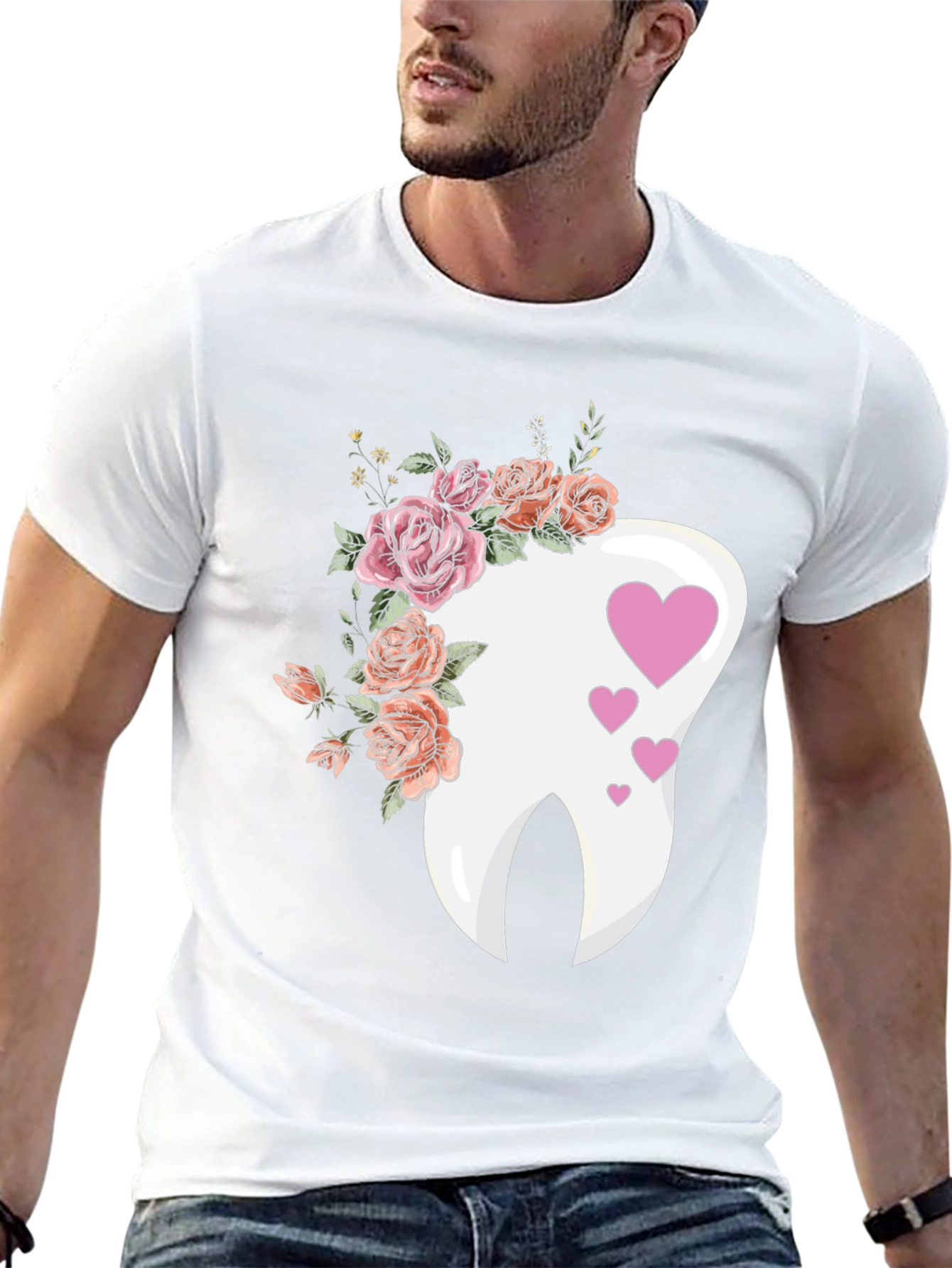 Floral Tooth Heart Graphic Tee - Dentist Gift