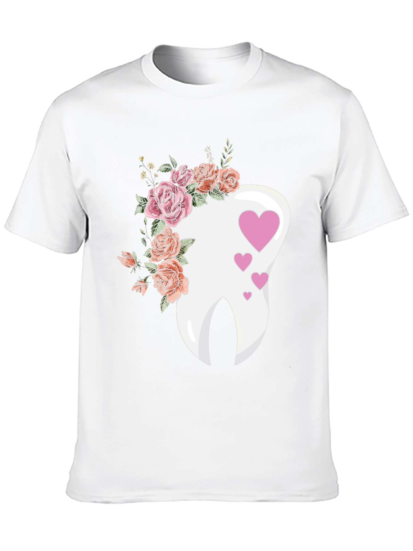 Floral Tooth Heart Graphic Tee - Dentist Gift