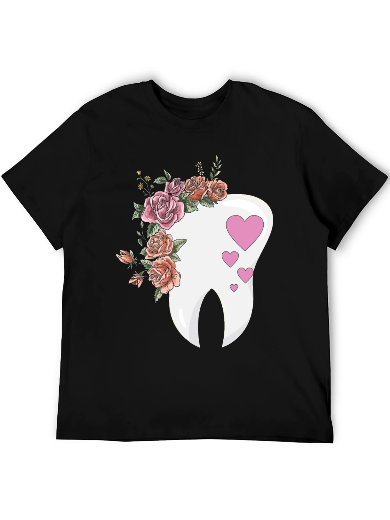 Floral Tooth Heart Graphic Tee - Dentist Gift
