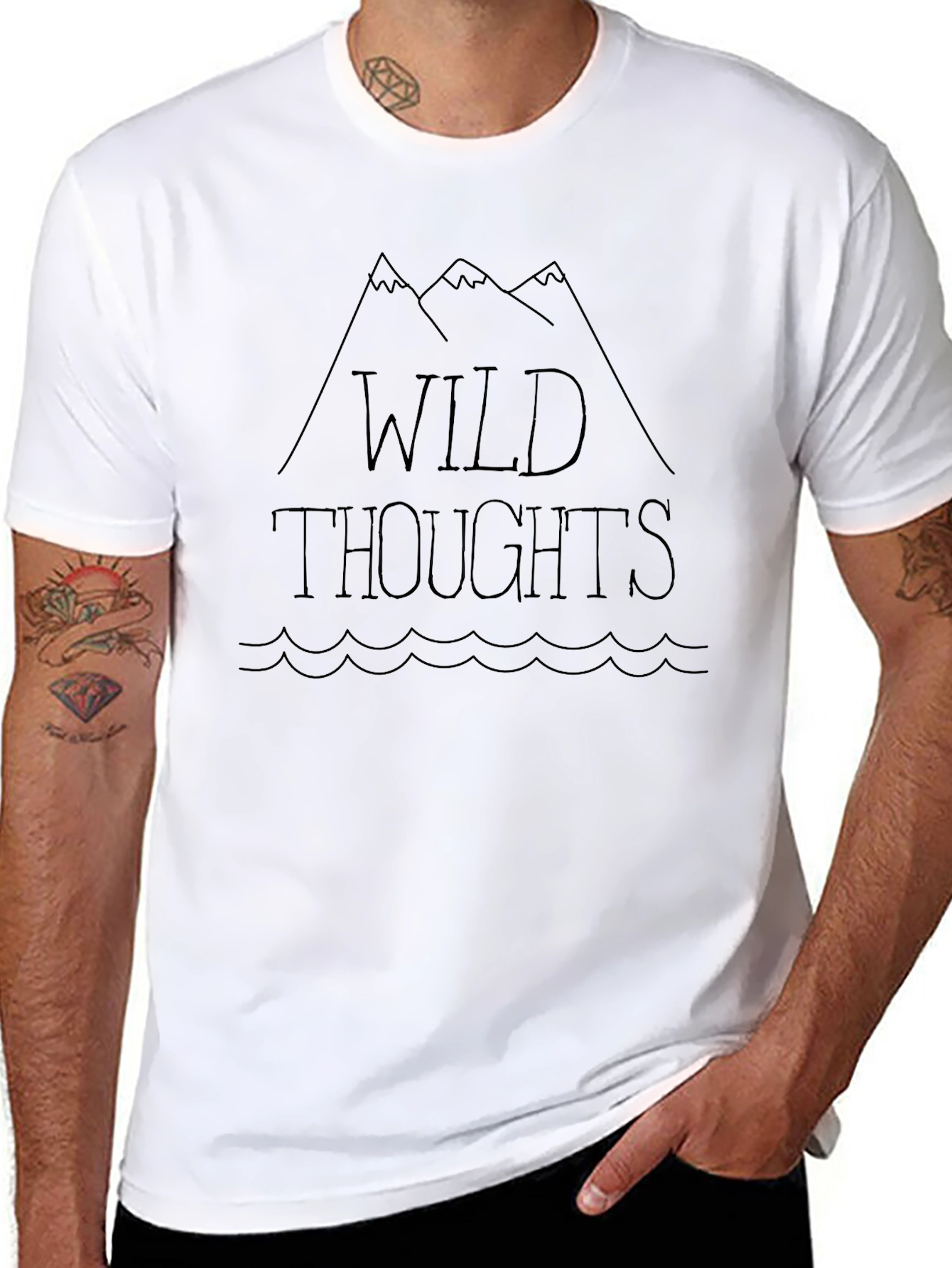 Wild Thoughts Graphic Print Mens Black T-Shirt