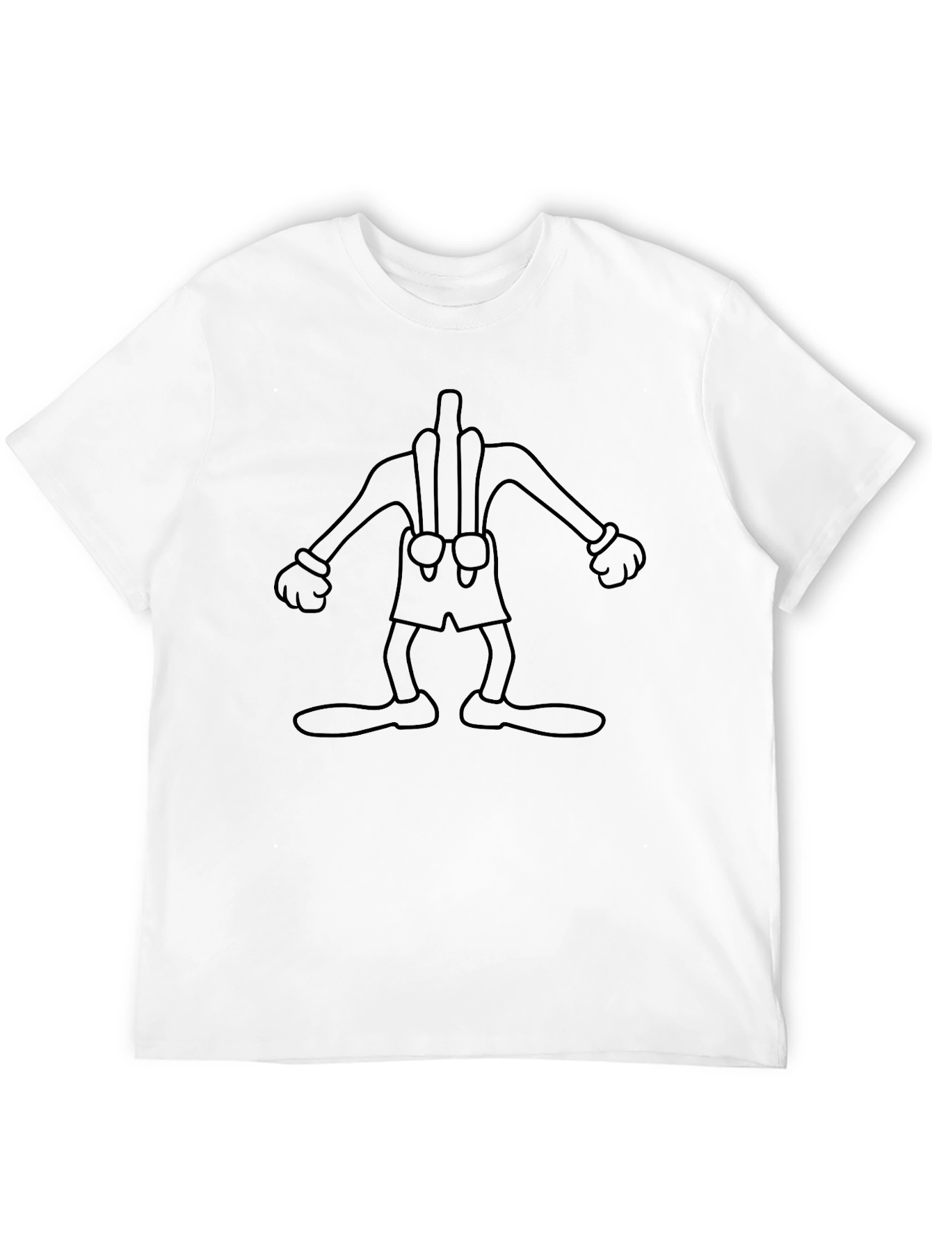 Cartoon Character Outline Graphic T-Shirt - Black