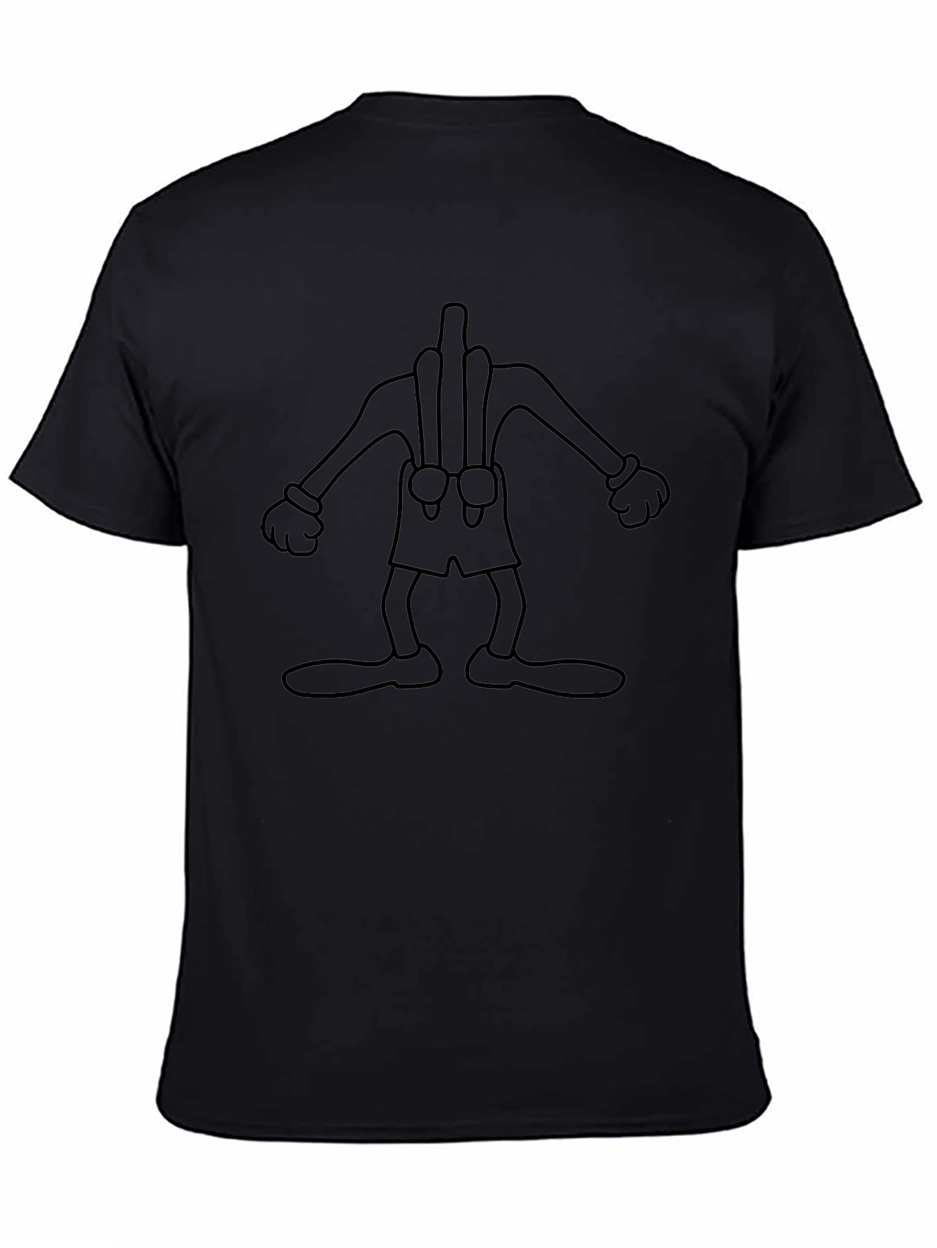 Cartoon Character Outline Graphic T-Shirt - Black