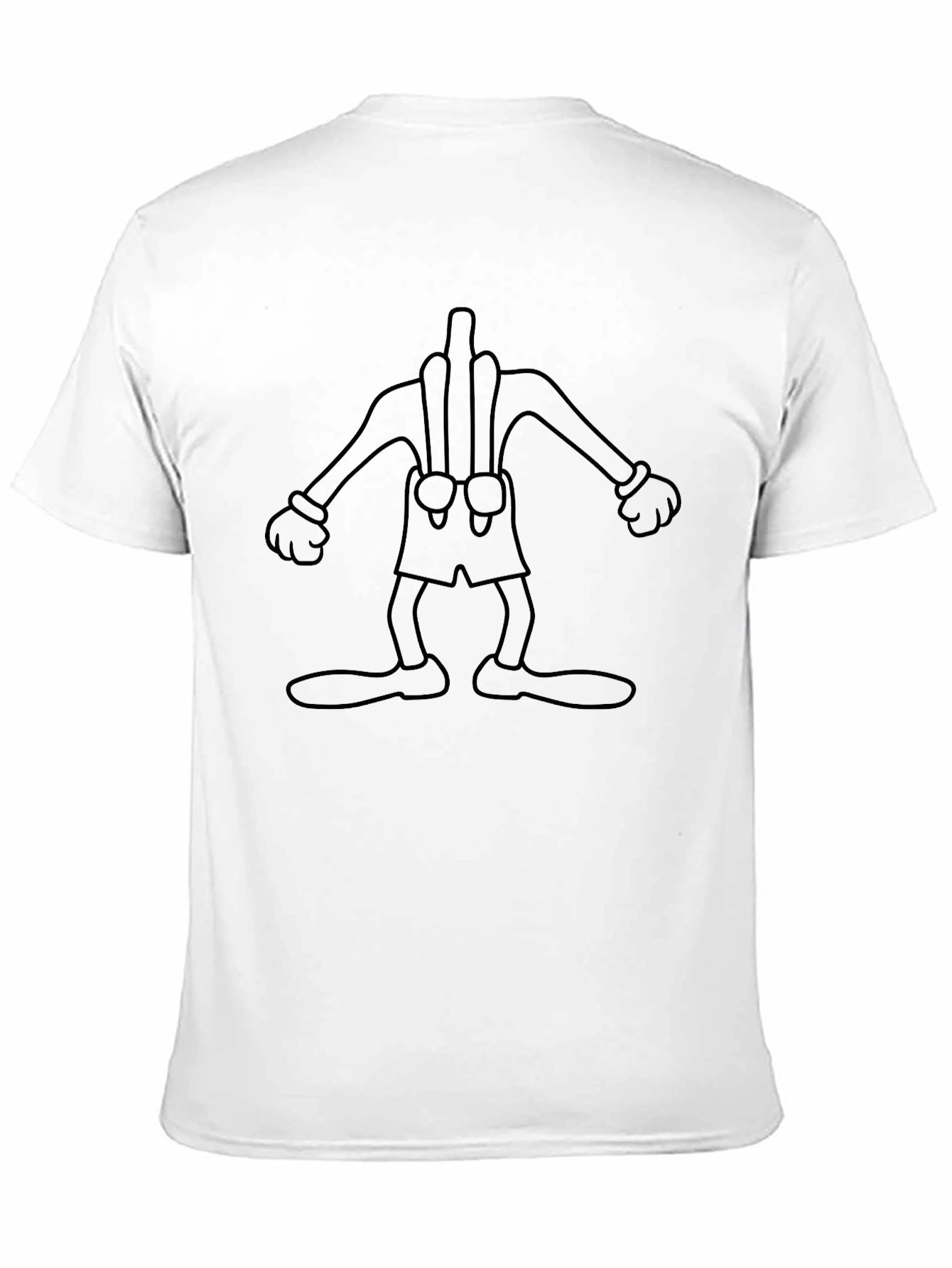 Cartoon Character Outline Graphic T-Shirt - Black